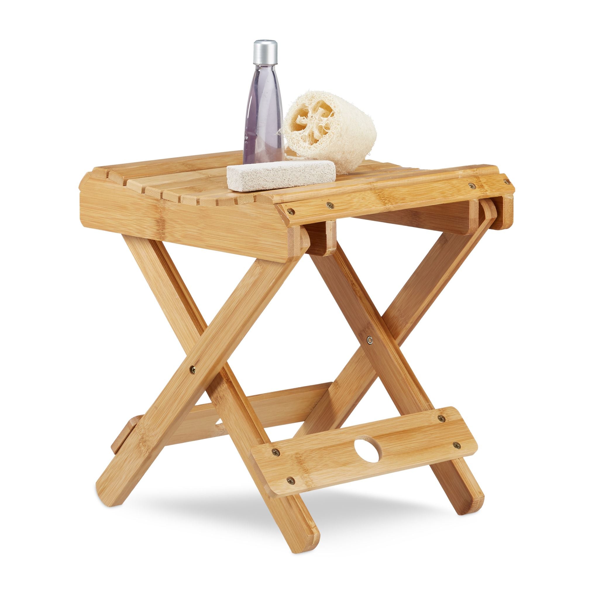 Hocker zum Klappen Bambus Hellbraun von Relaxdays