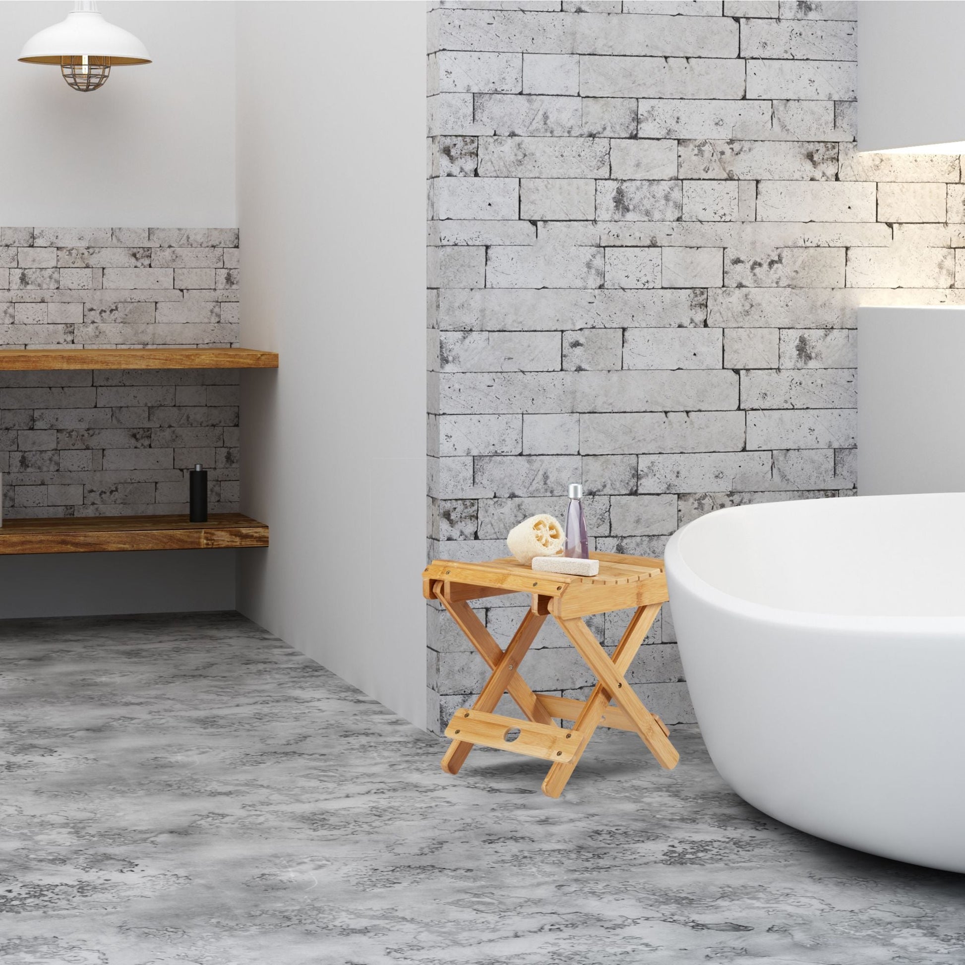 Hocker zum Klappen Bambus Hellbraun von Relaxdays