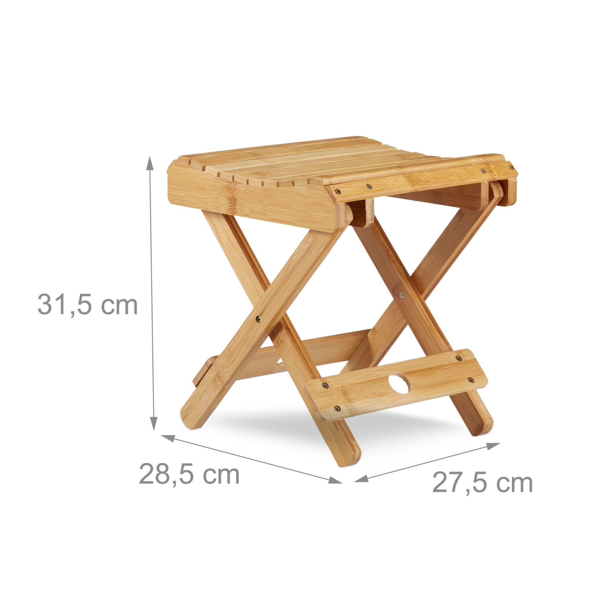 Hocker zum Klappen Bambus Hellbraun von Relaxdays