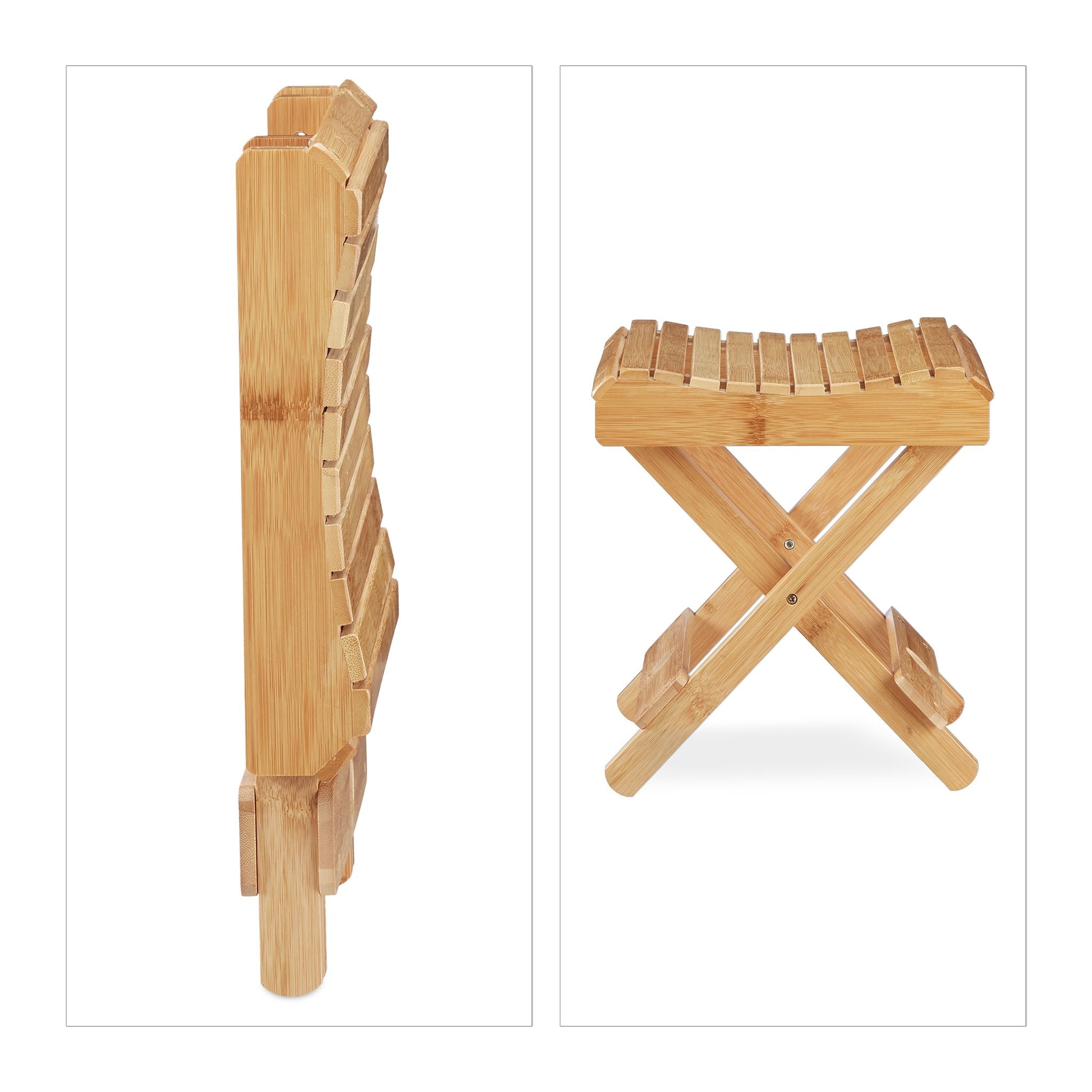 Hocker zum Klappen Bambus Hellbraun von Relaxdays