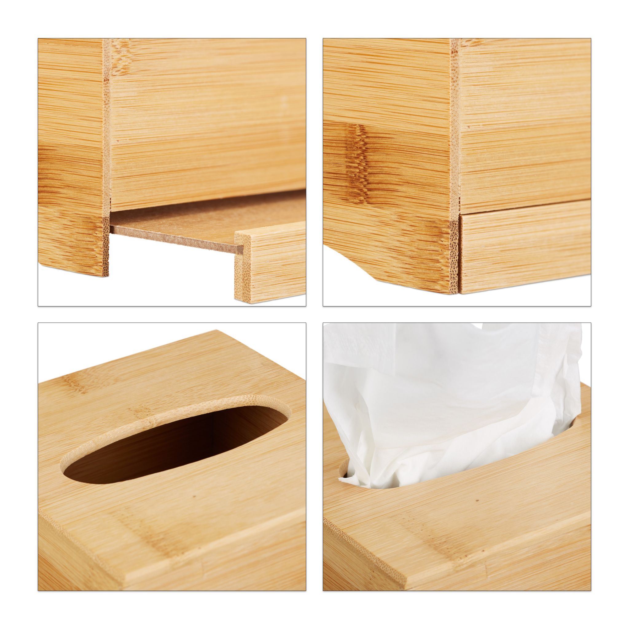 Kosmetiktücherbox quadratisch Hellbraun von Relaxdays