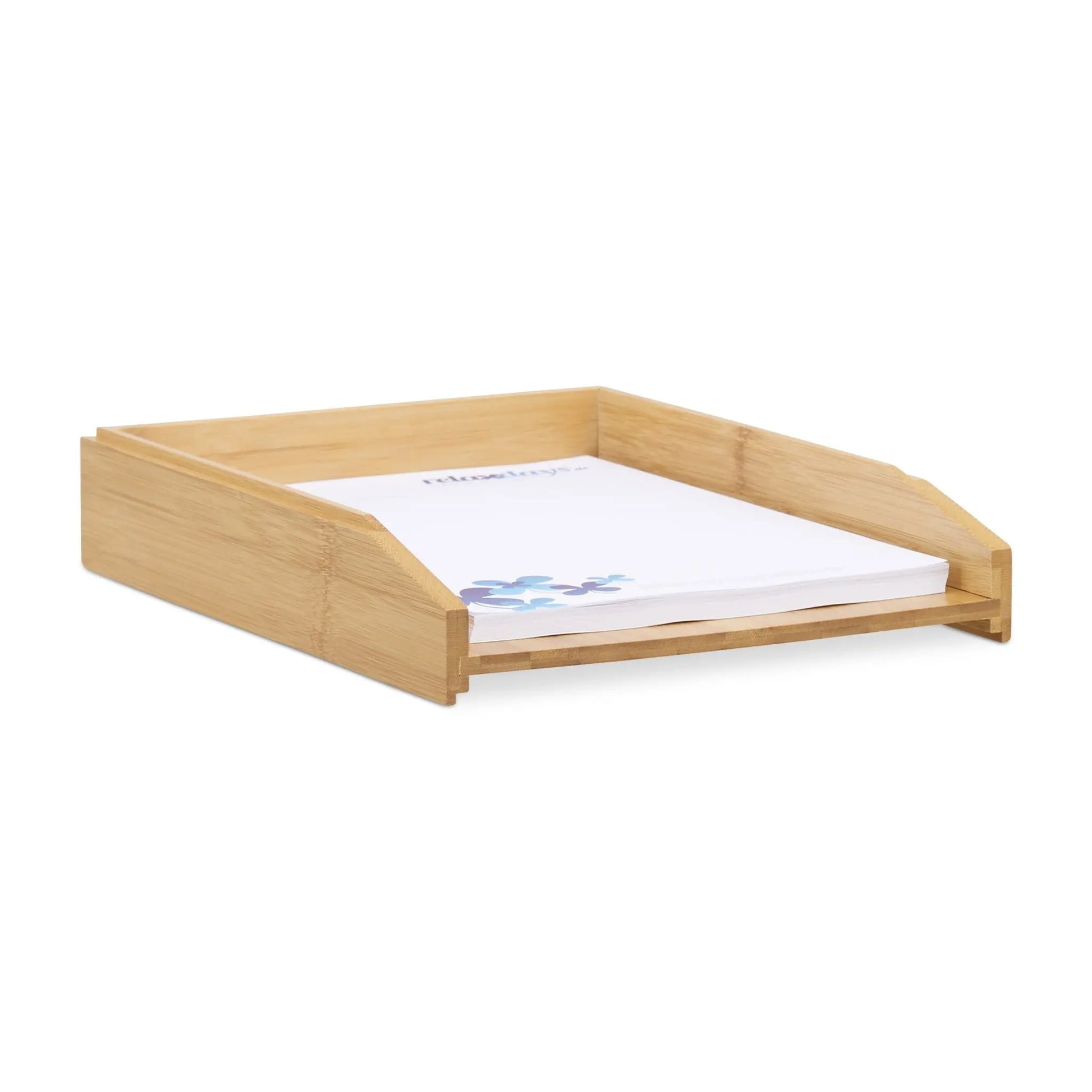 Dokumentenablage stapelbar Bambus Hellbraun von Relaxdays