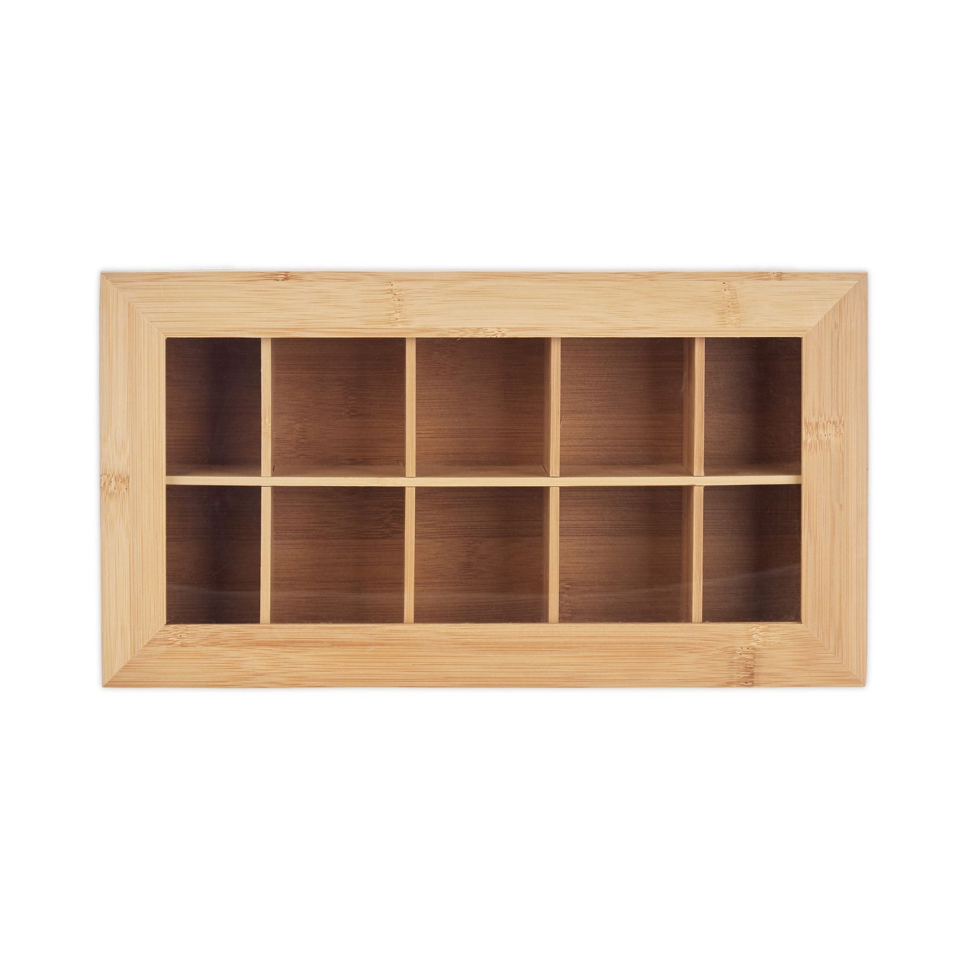 Teebox Bambus 10 Fächer Hellbraun von Relaxdays