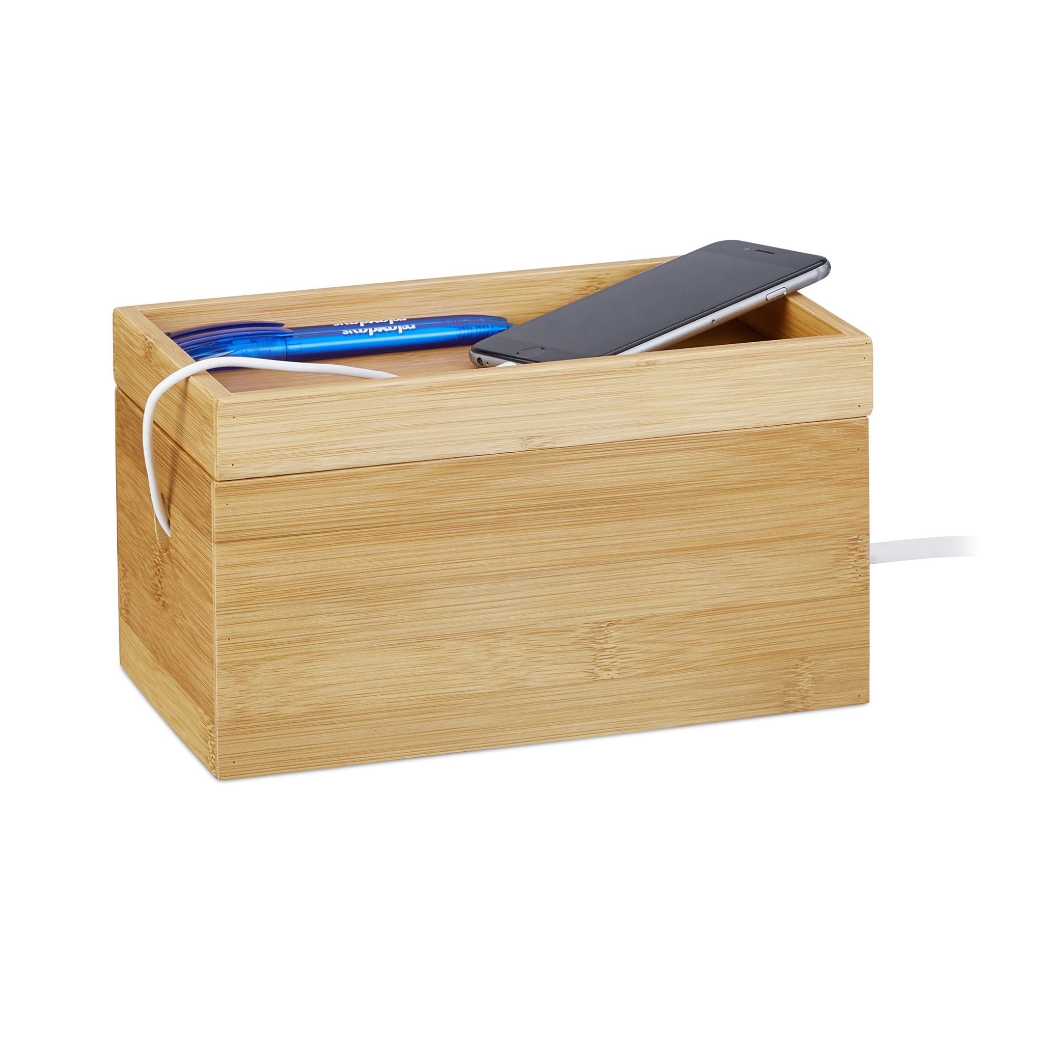 Kabelbox Bambus Hellbraun von Relaxdays