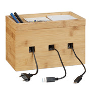Kabelbox Bambus Hellbraun von Relaxdays