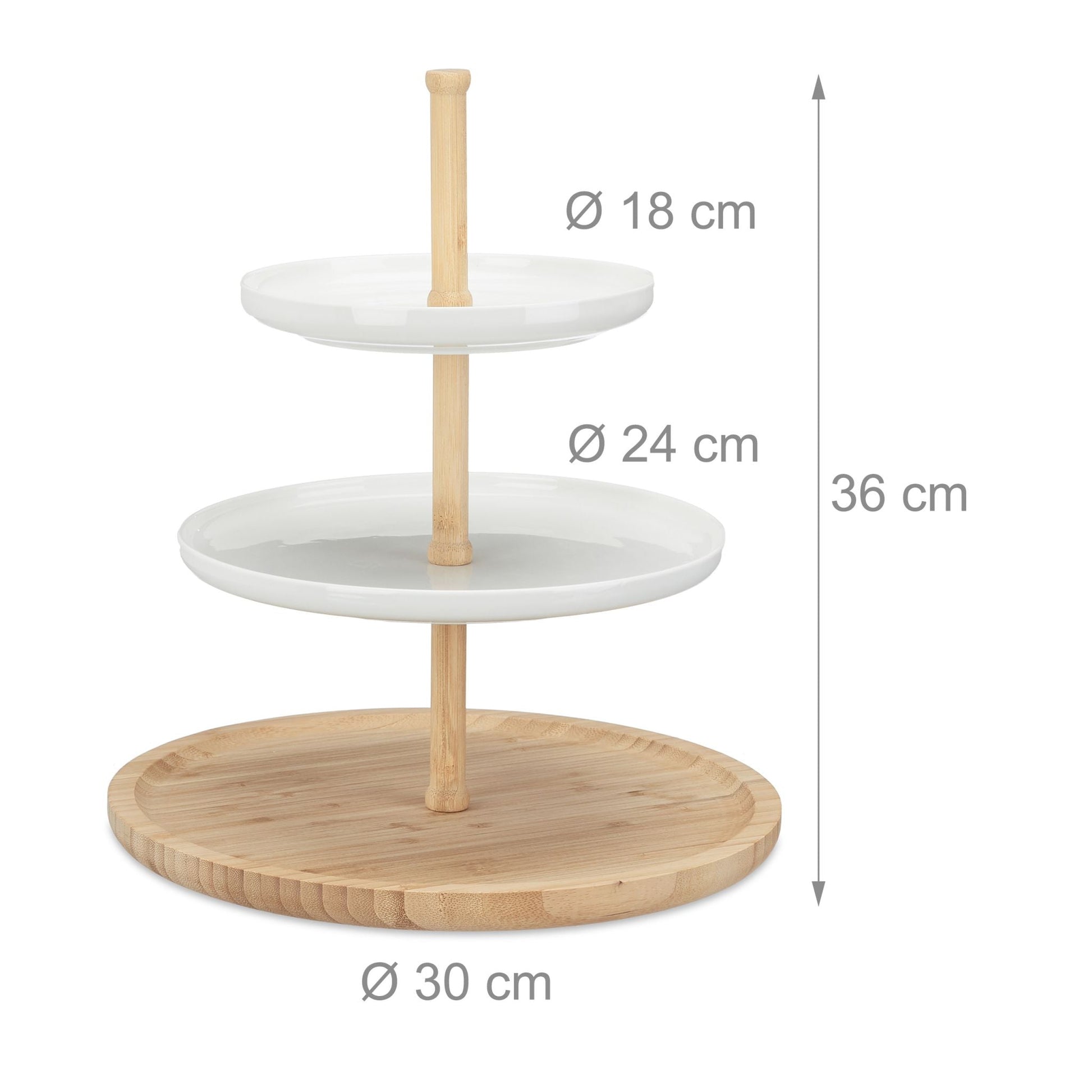Etagere Bambus und Keramik Weiss-Hellbraun von Relaxdays