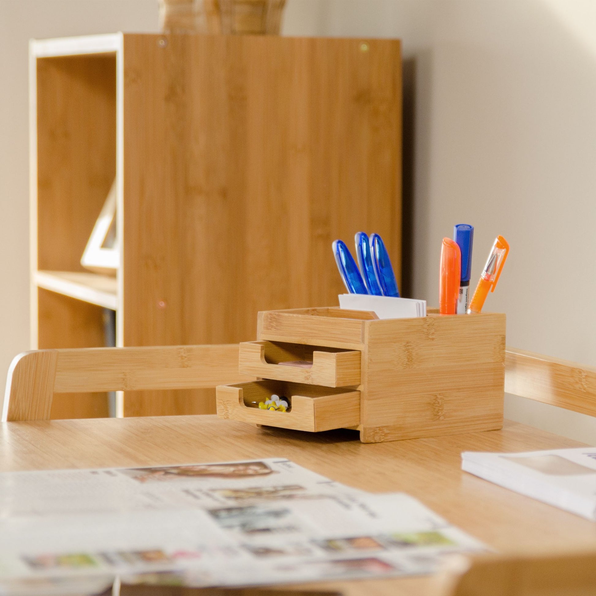 Schreibtisch Organizer Bambus Hellbraun von Relaxdays