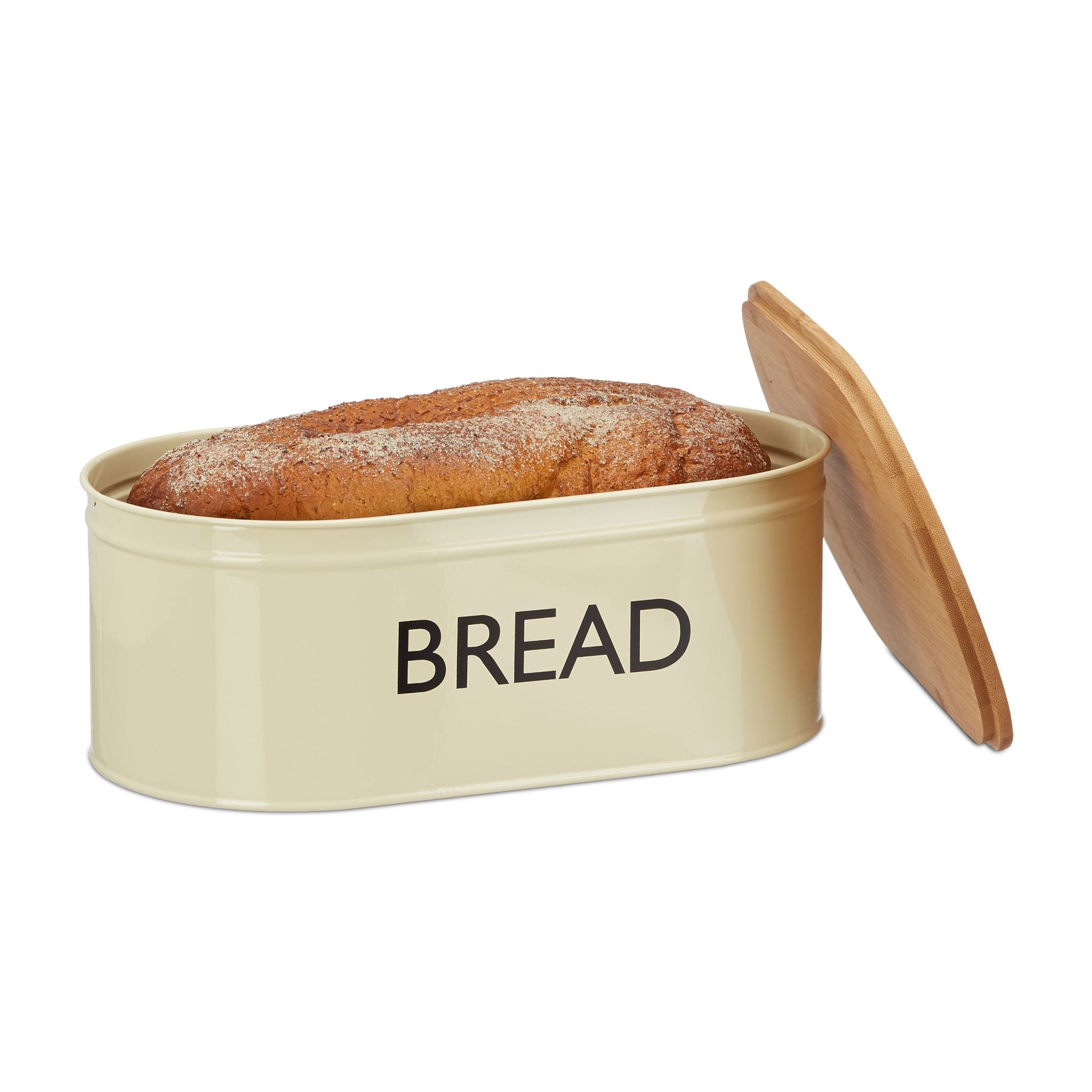 Brotkasten Retro XL Beige-Hellbraun-Schwarz von Relaxdays