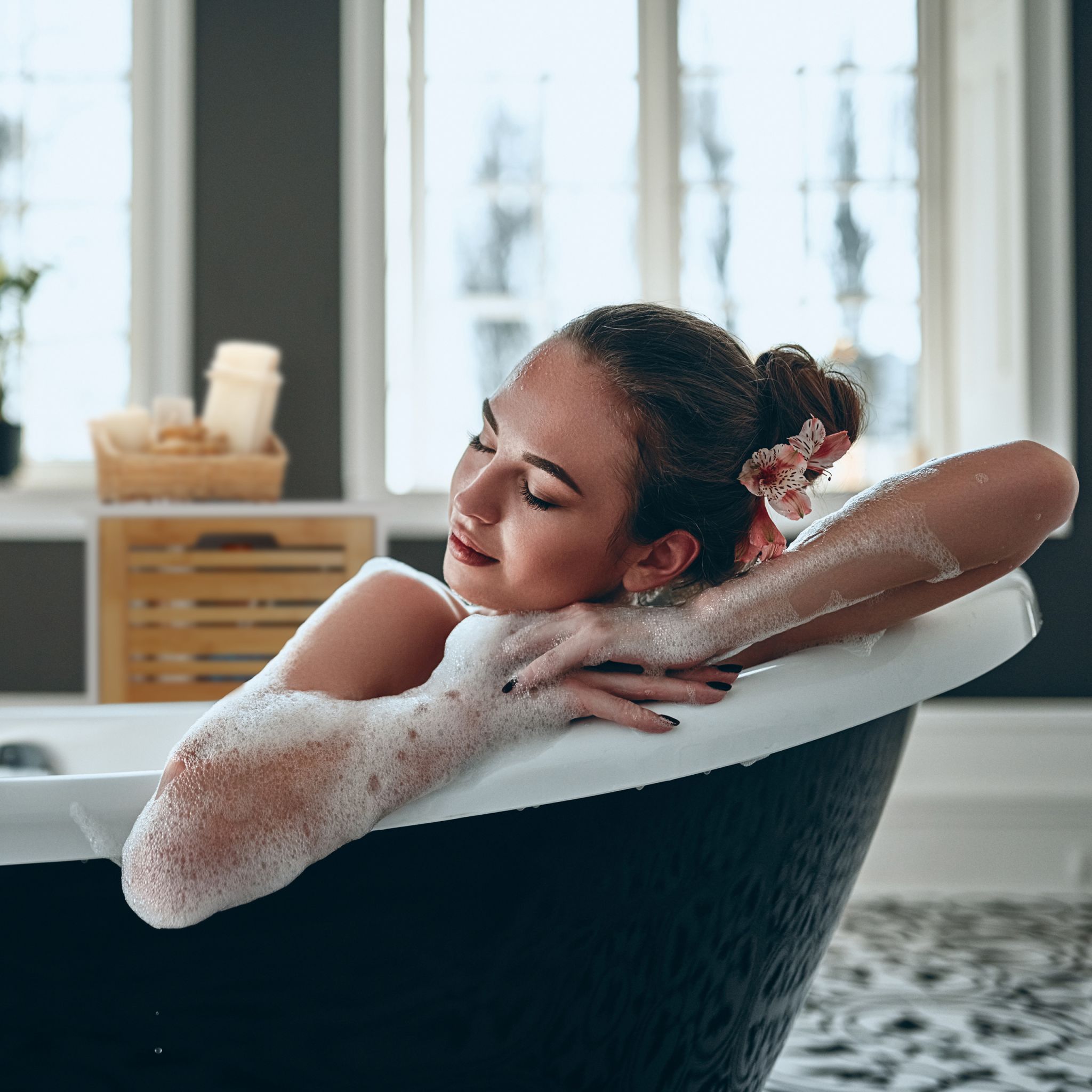 Beistellschrank Bambus in Weiss Weiss-Hellbraun von Relaxdays