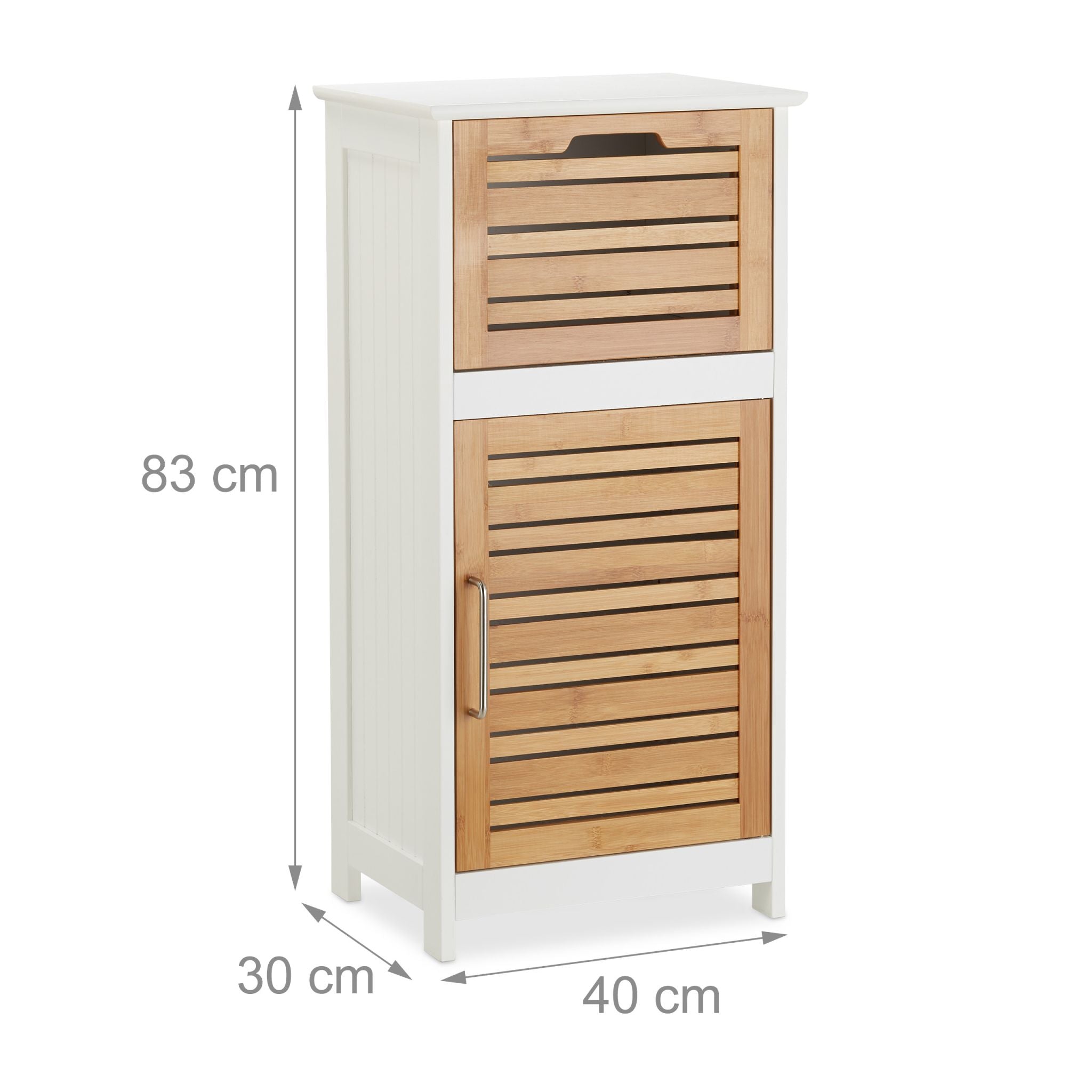 Beistellschrank Bambus in Weiss Weiss-Hellbraun von Relaxdays