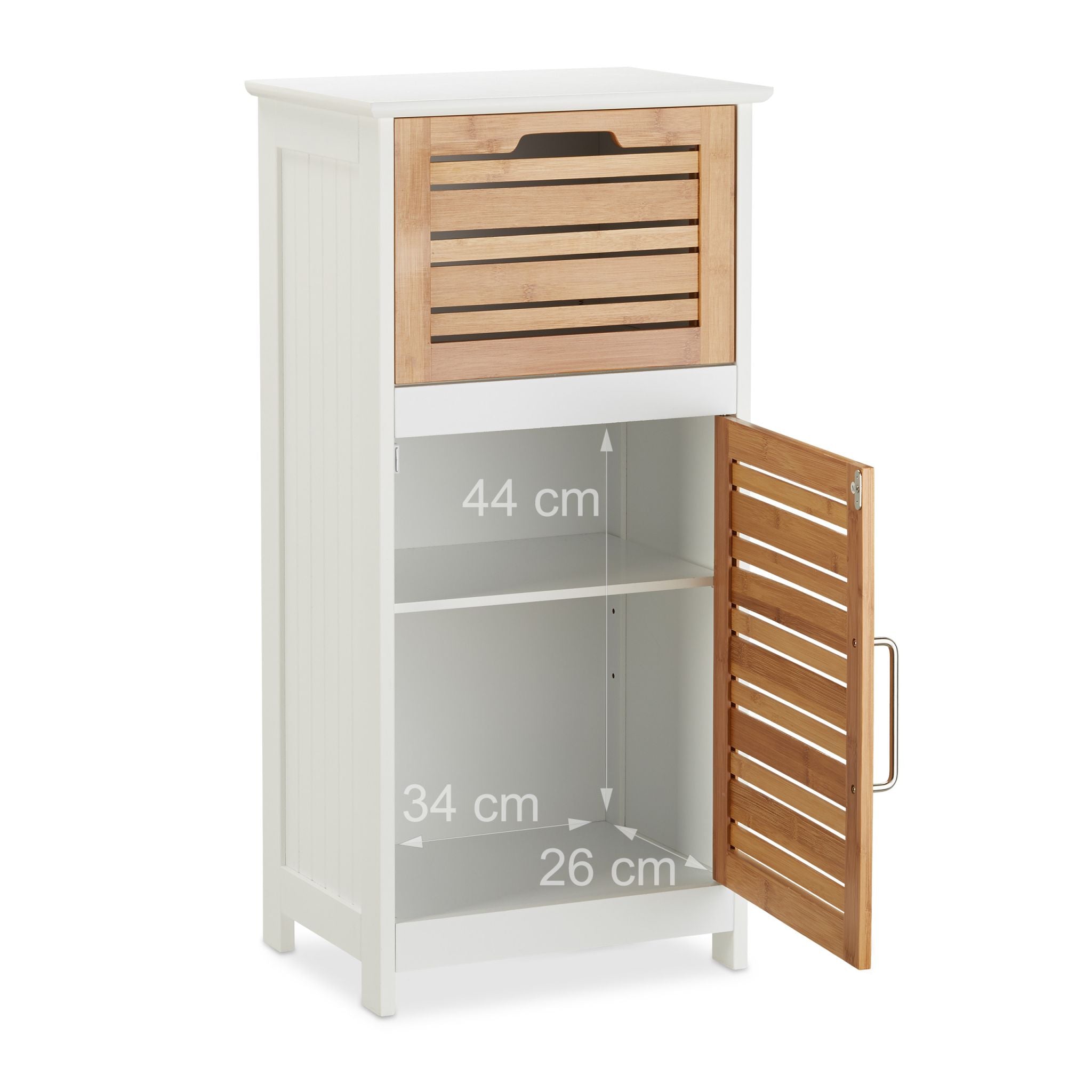 Beistellschrank Bambus in Weiss Weiss-Hellbraun von Relaxdays