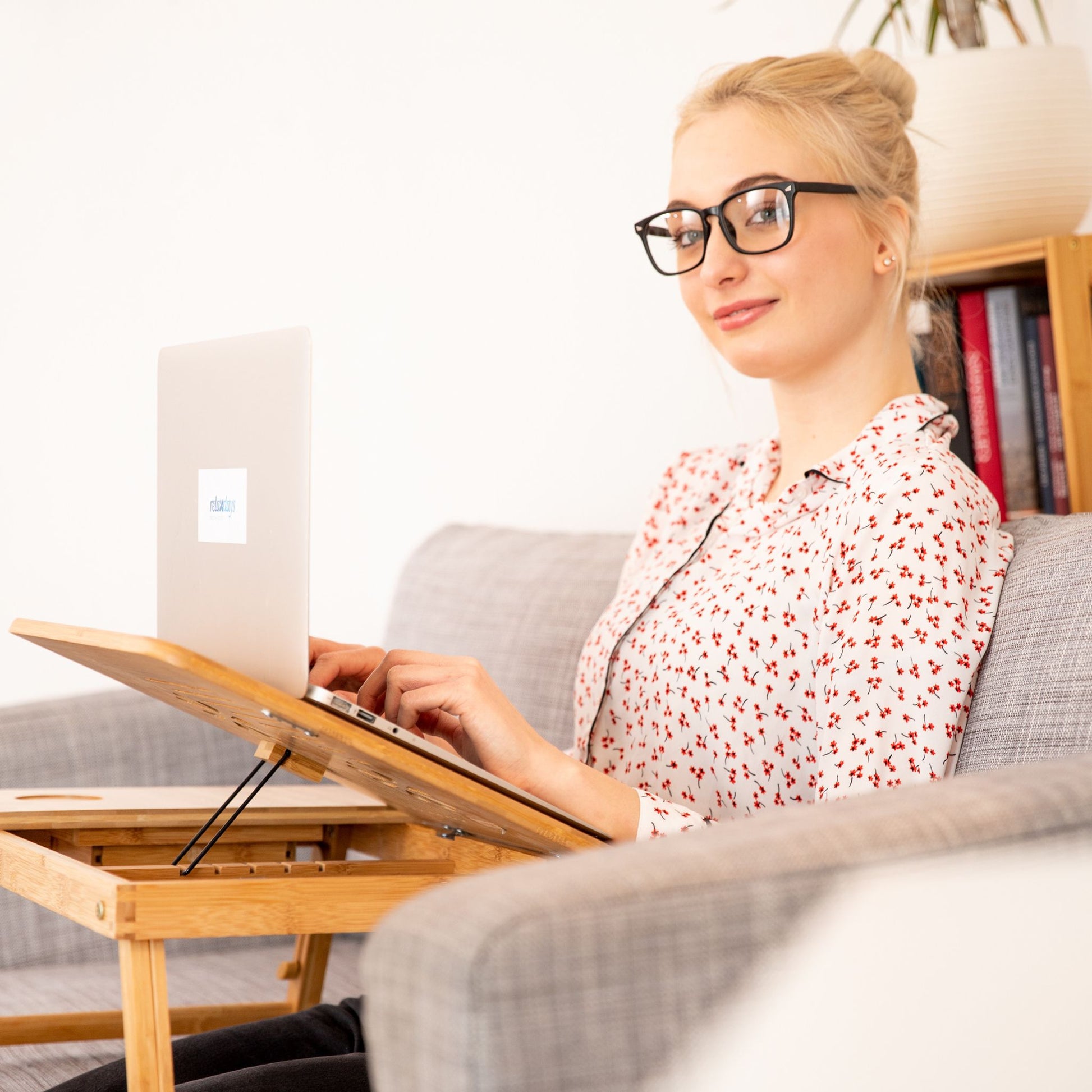 Höhenverstellbarer Laptoptisch Bambus Hellbraun von Relaxdays