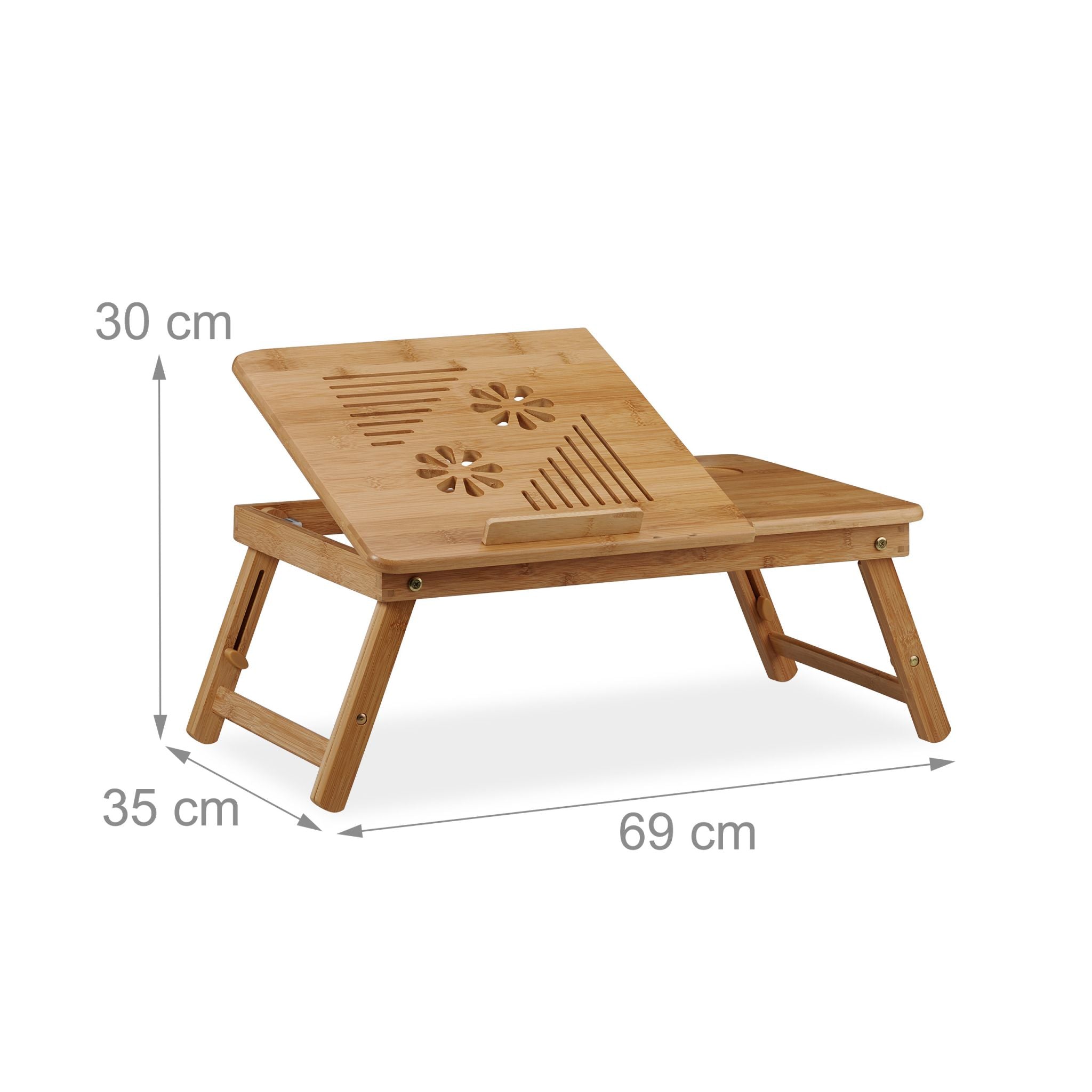 Höhenverstellbarer Laptoptisch Bambus Hellbraun von Relaxdays
