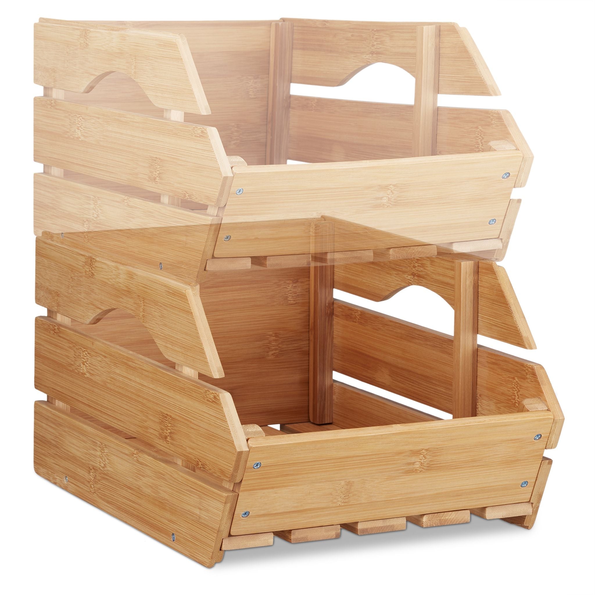 Universal Stapelkiste Bambus Hellbraun von Relaxdays