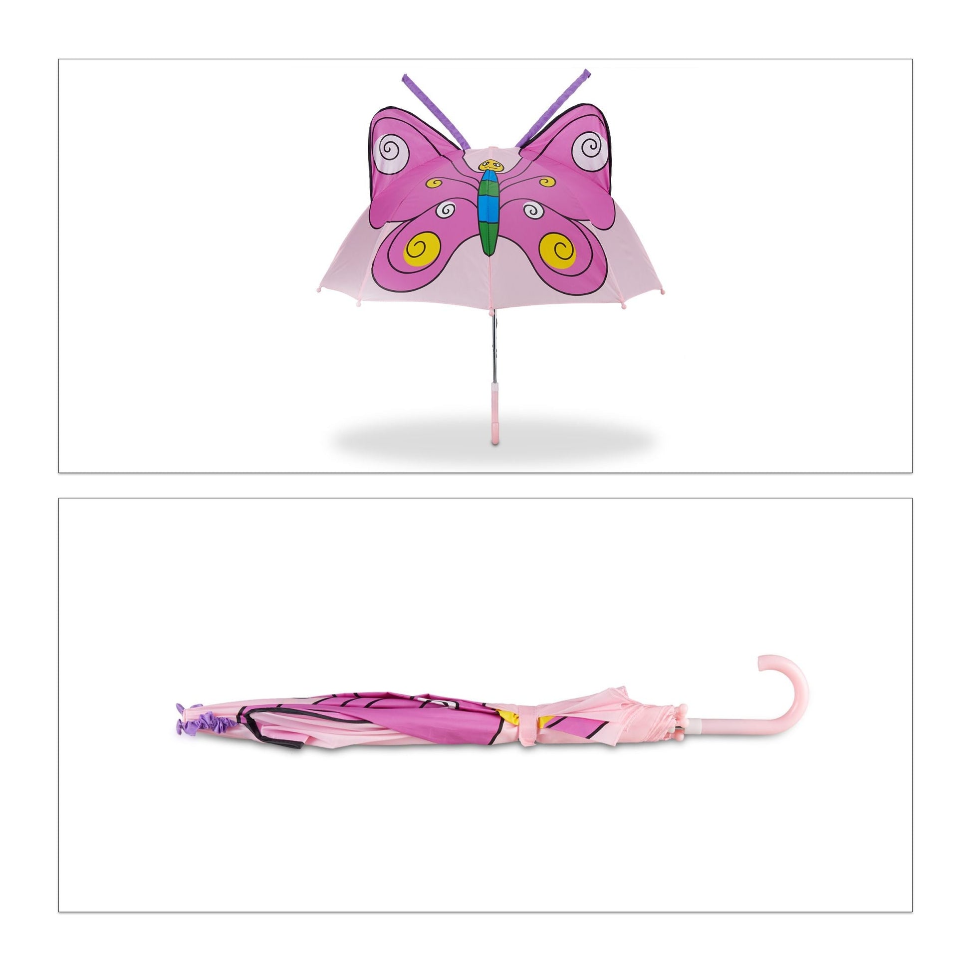 Kinderregenschirm mit 3D Motiv Lila-Pink-Rosa von Relaxdays