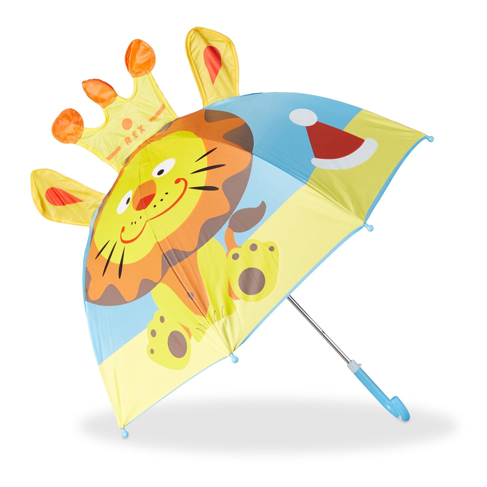 Kinderregenschirm mit 3D Motiv Gelb-Hellblau-Orange von Relaxdays