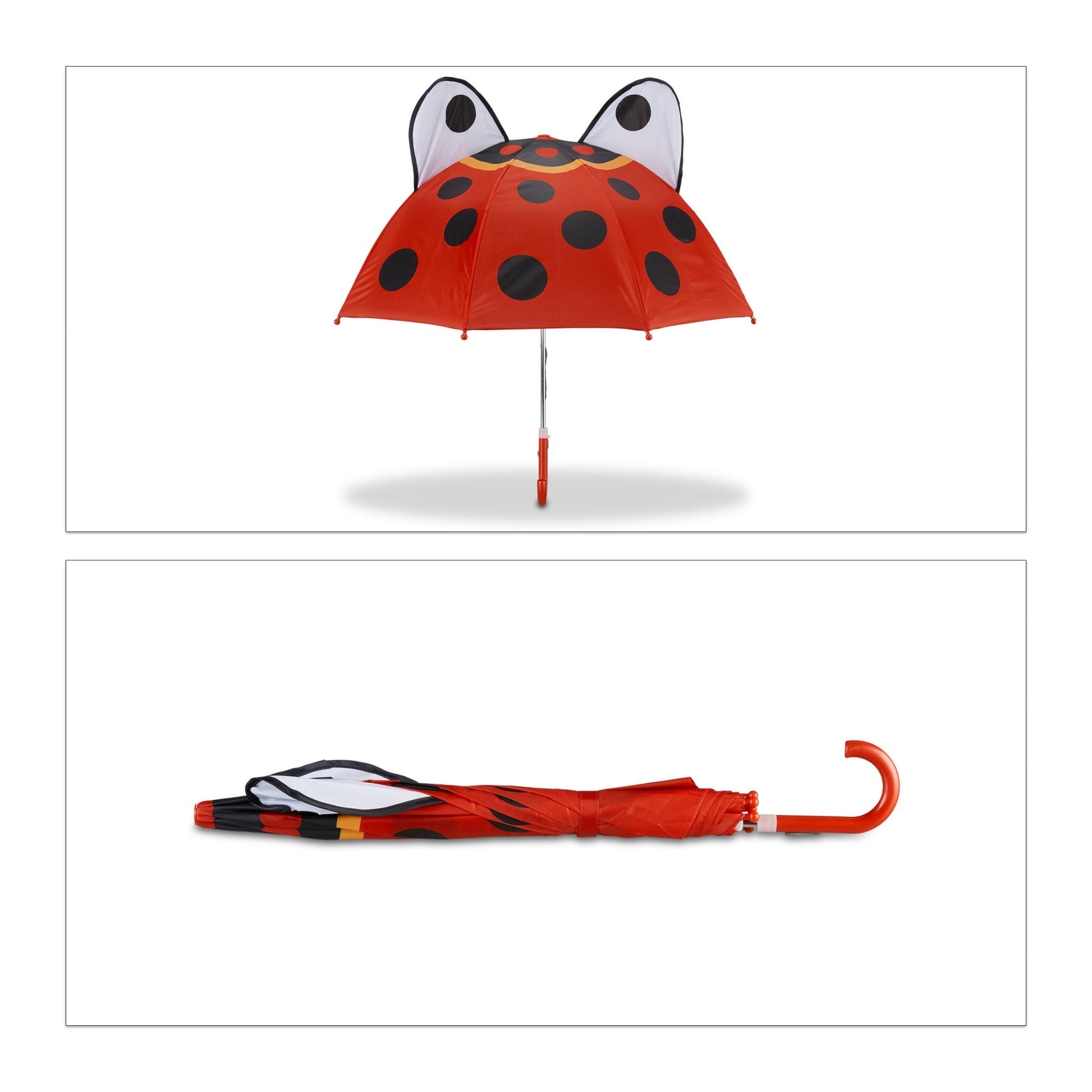 Kinderregenschirm mit 3D Motiv Weiss-Rot-Schwarz von Relaxdays