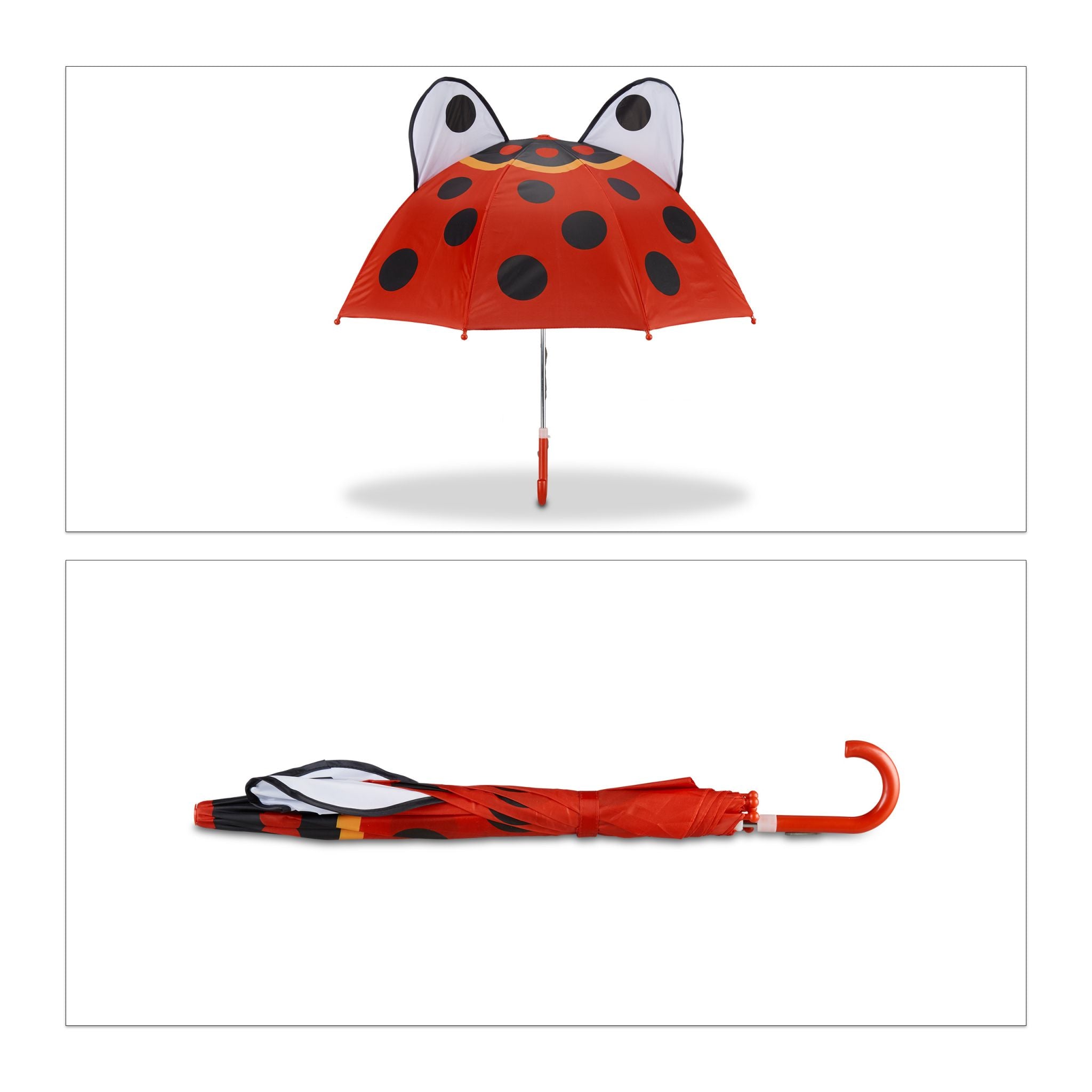 Kinderregenschirm mit 3D Motiv Weiss-Rot-Schwarz von Relaxdays