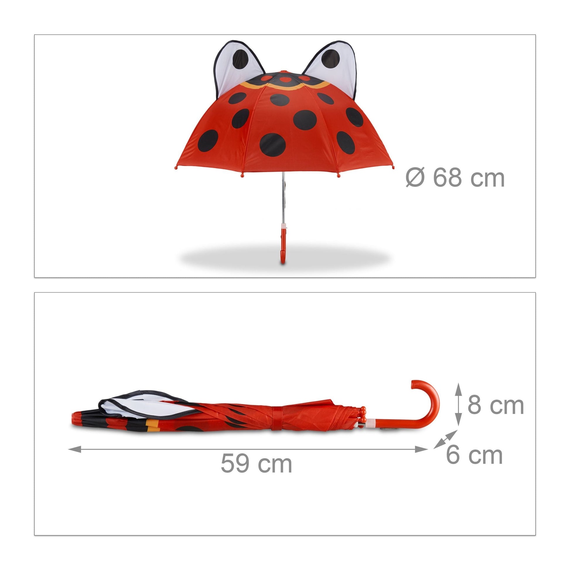 Kinderregenschirm mit 3D Motiv Weiss-Rot-Schwarz von Relaxdays