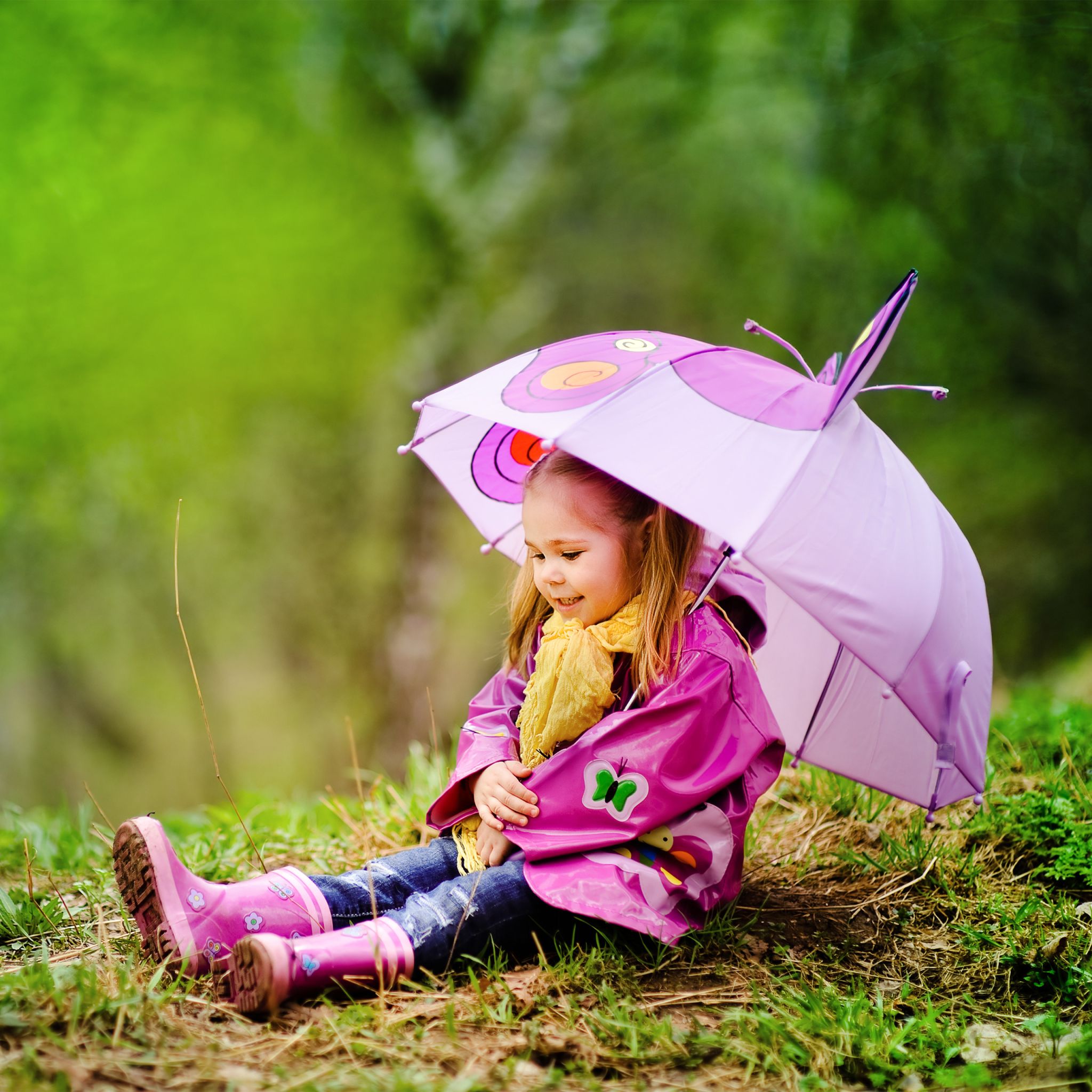 Kinderregenschirm mit 3D Motiv Weiss-Grün-Schwarz von Relaxdays