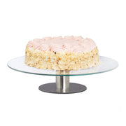 Tortenplatte drehbar mit Standfuss Silber-Transparent von Relaxdays