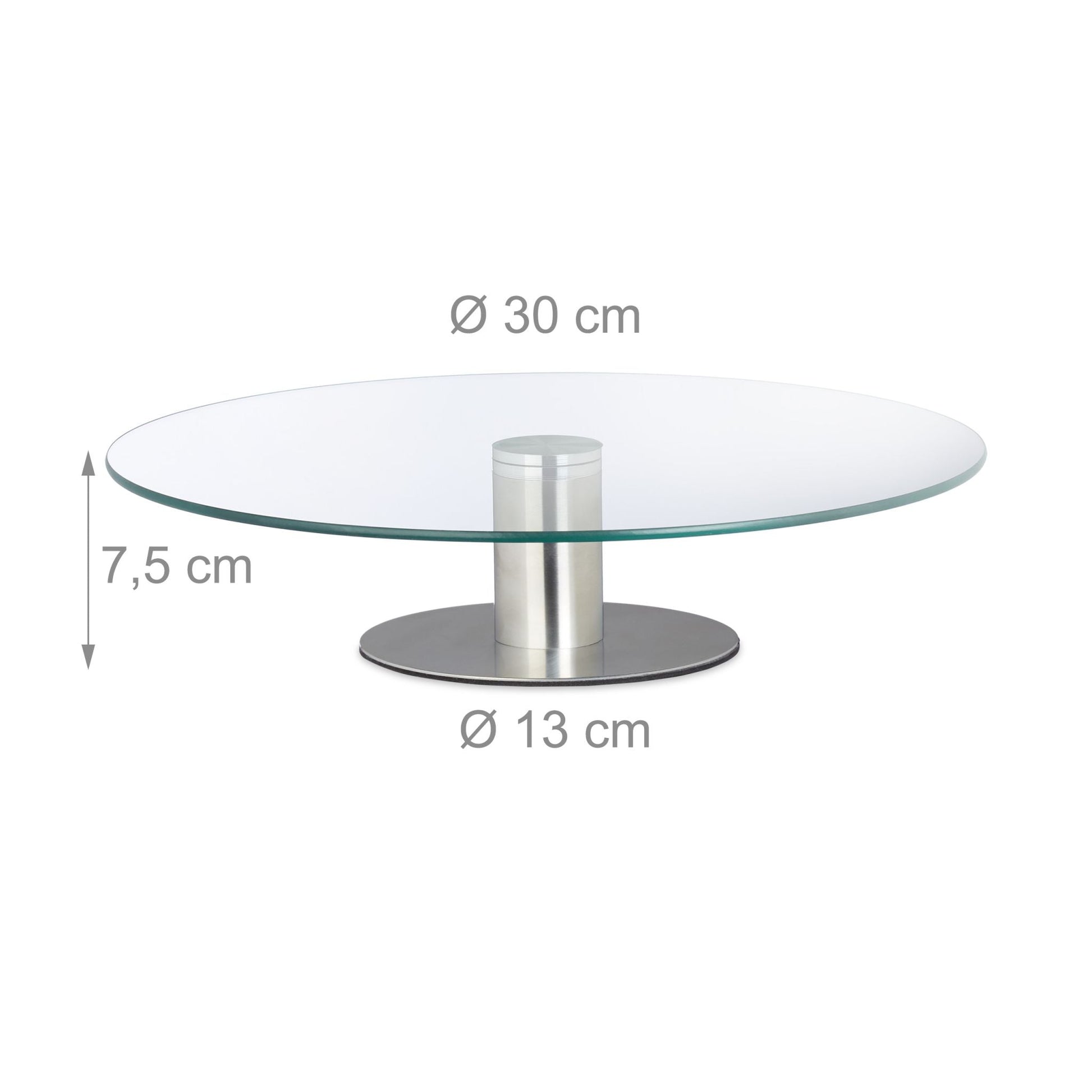 Tortenplatte drehbar mit Standfuss Silber-Transparent von Relaxdays