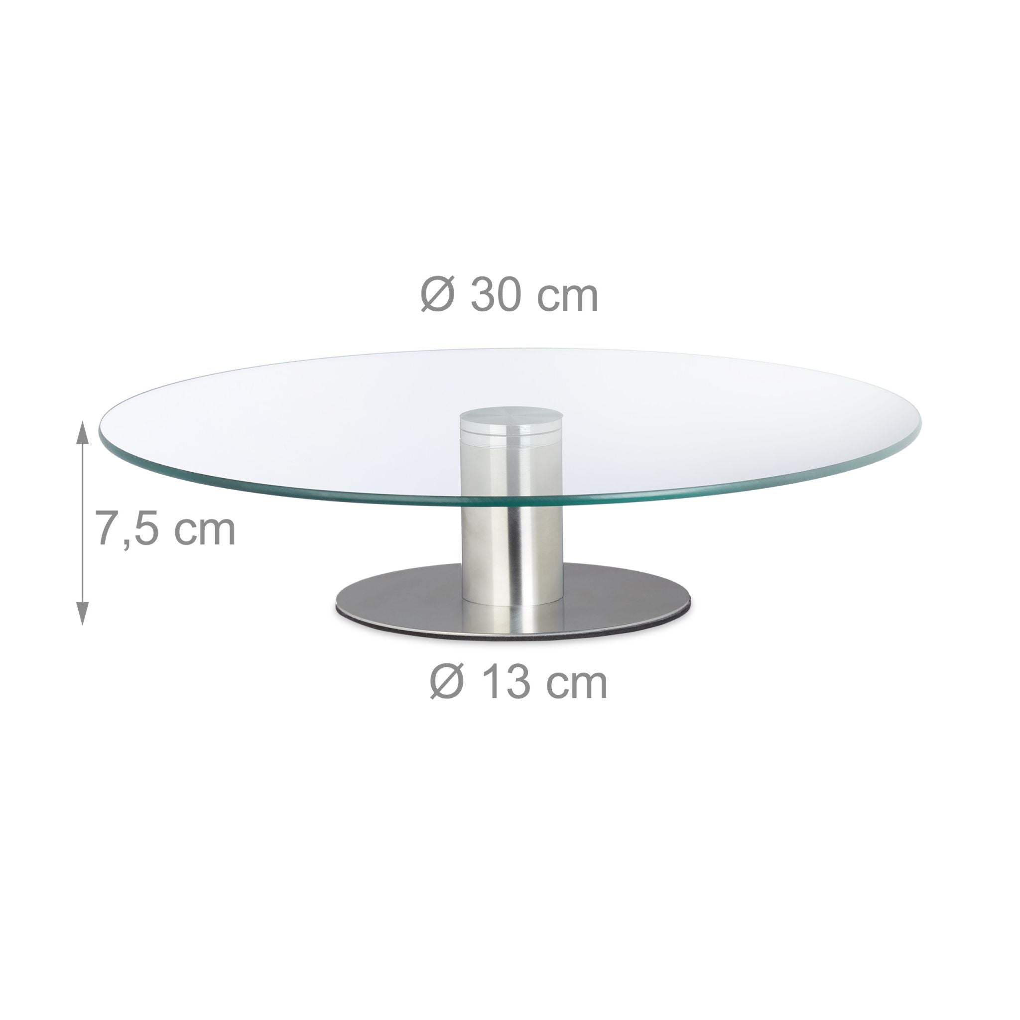 Tortenplatte drehbar mit Standfuss Silber-Transparent von Relaxdays