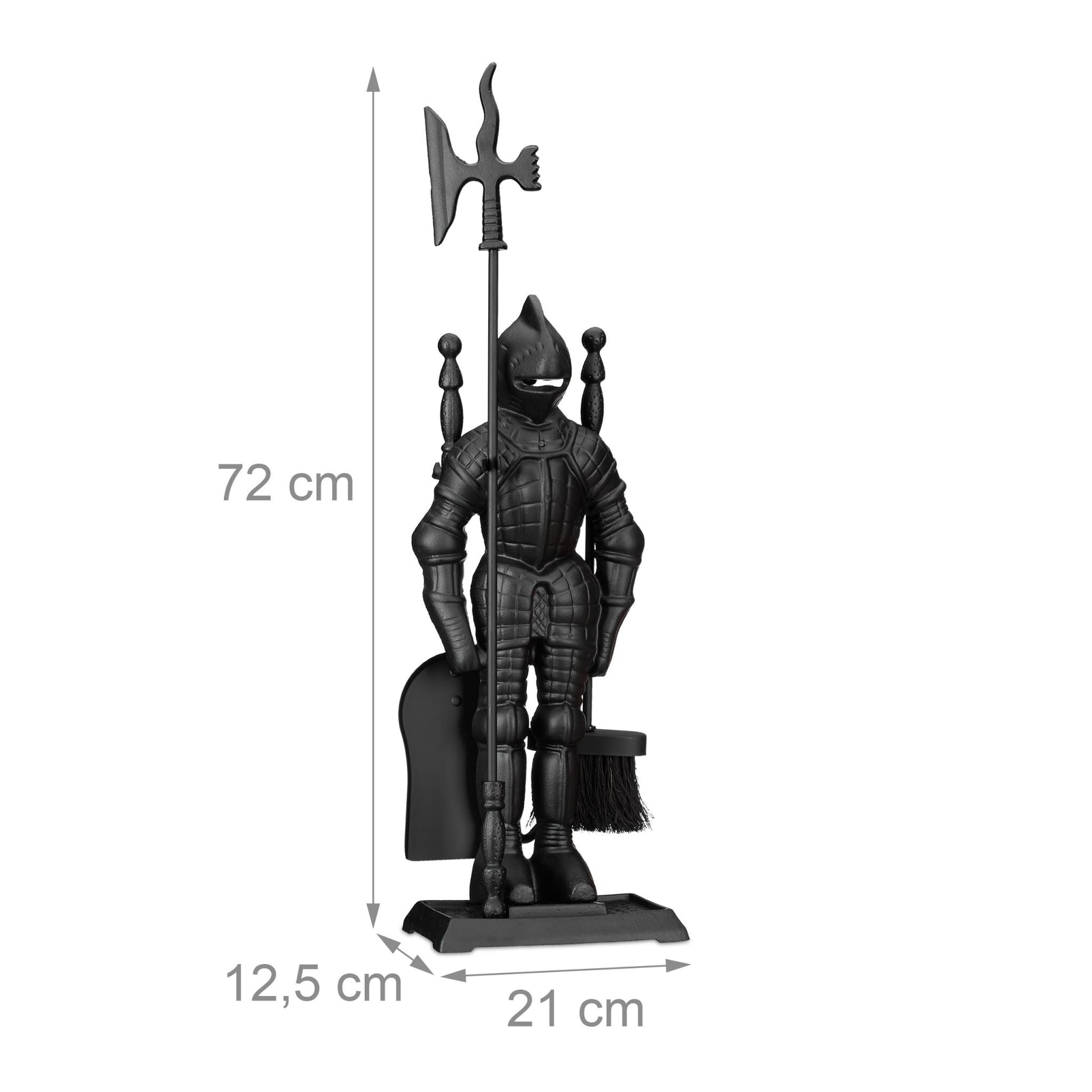 Kaminbesteck Ritter Gusseisen 4 teilig Schwarz von Relaxdays