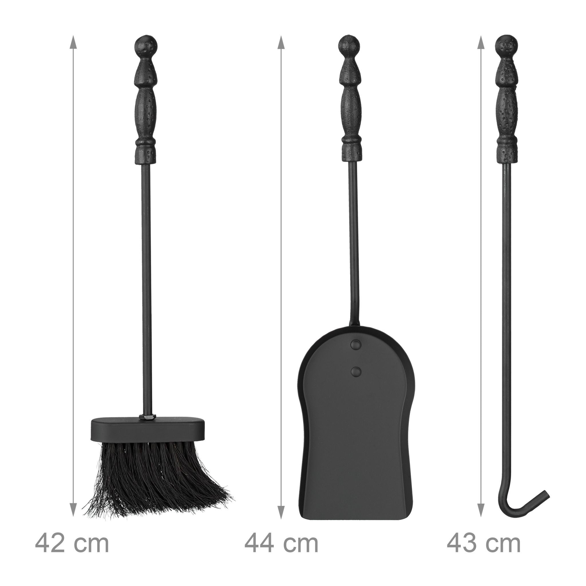 Kaminbesteck Ritter Gusseisen 4 teilig Schwarz von Relaxdays