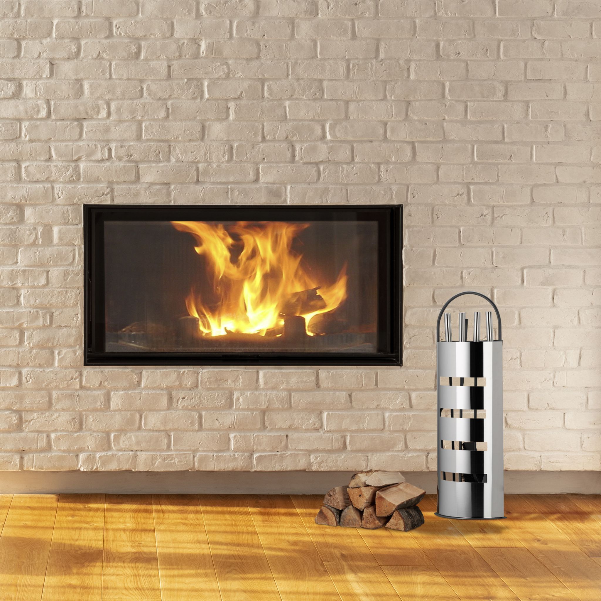 Kaminbesteck modern 5 teilig Schwarz-Silber von Relaxdays