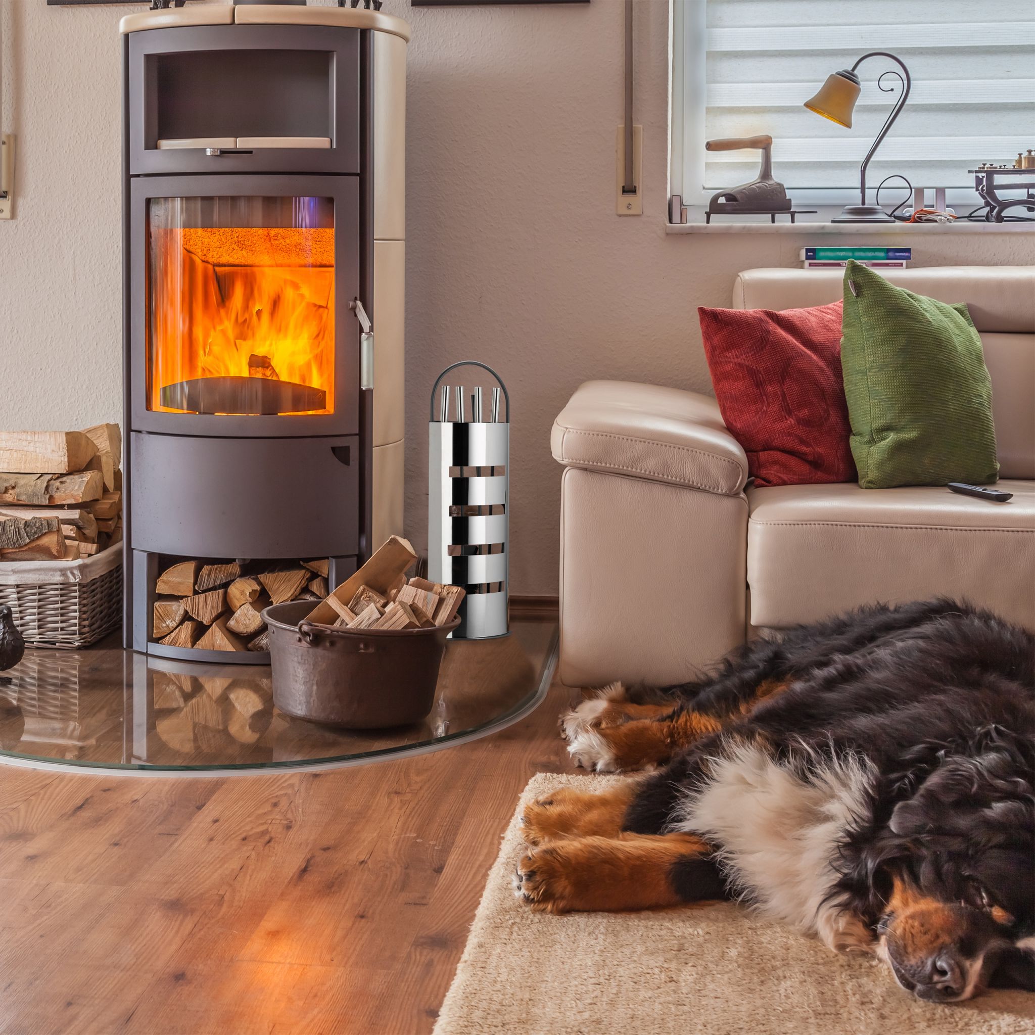 Kaminbesteck modern 5 teilig Schwarz-Silber von Relaxdays