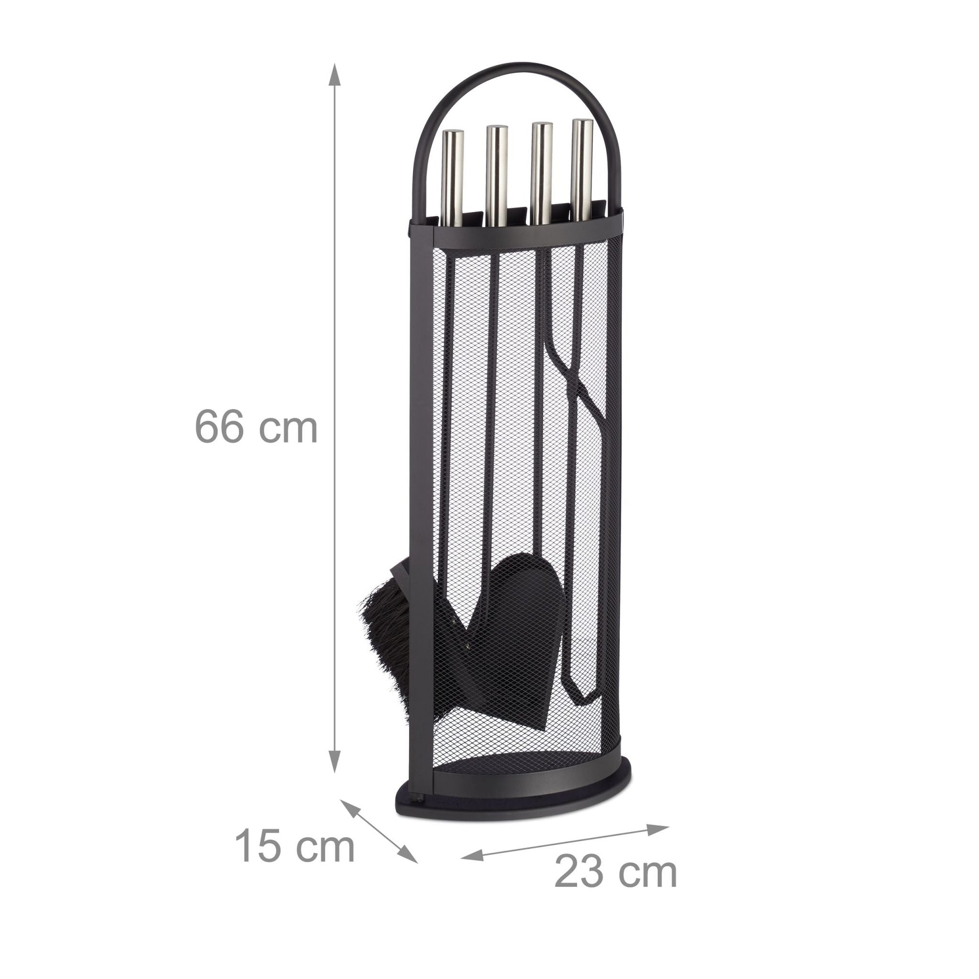 Kaminbesteck modern 5 teilig Schwarz-Silber von Relaxdays
