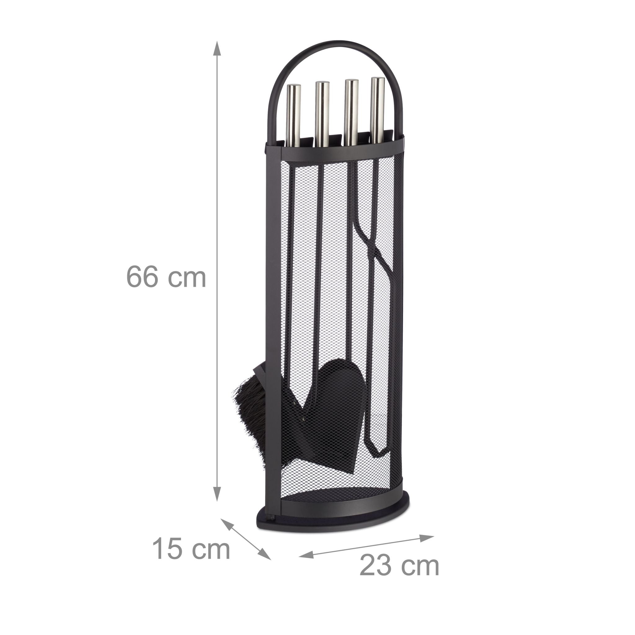 Kaminbesteck modern 5 teilig Schwarz-Silber von Relaxdays