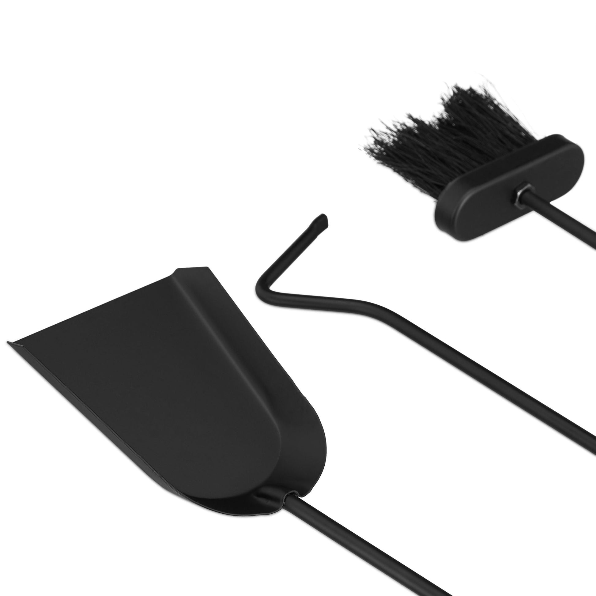 Kaminbesteck modern 4-teilig mit Ständer Schwarz-Silber von Relaxdays