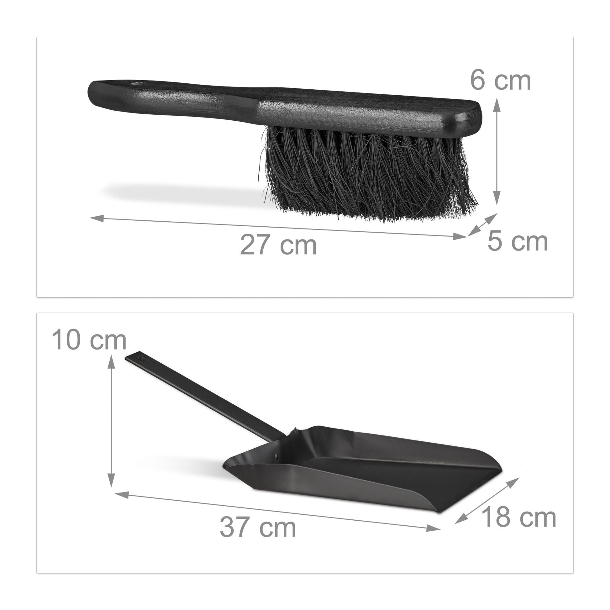 Kehrgarnitur Stahl Schwarz von Relaxdays