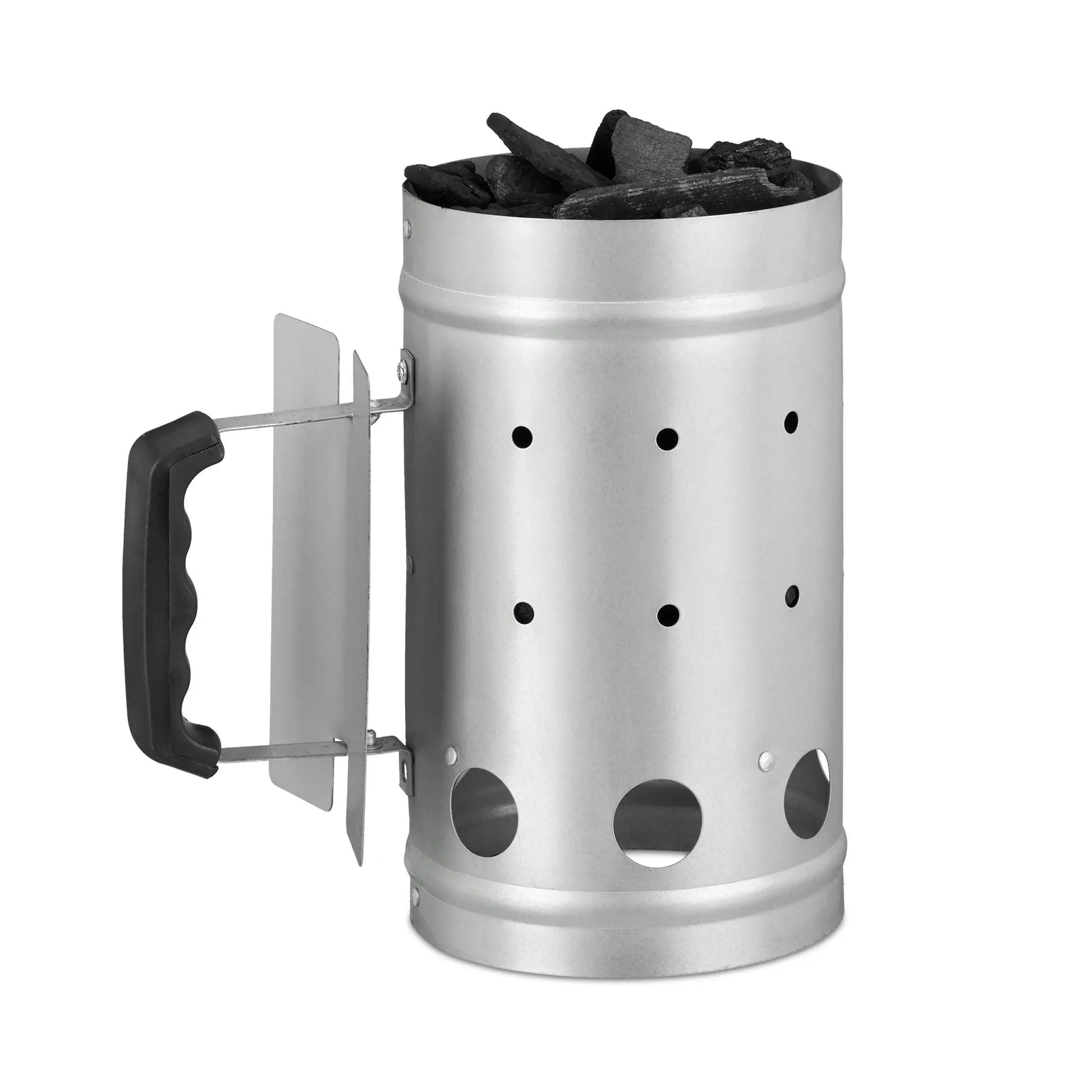 Anzündkamin Schwarz-Silber von Relaxdays
