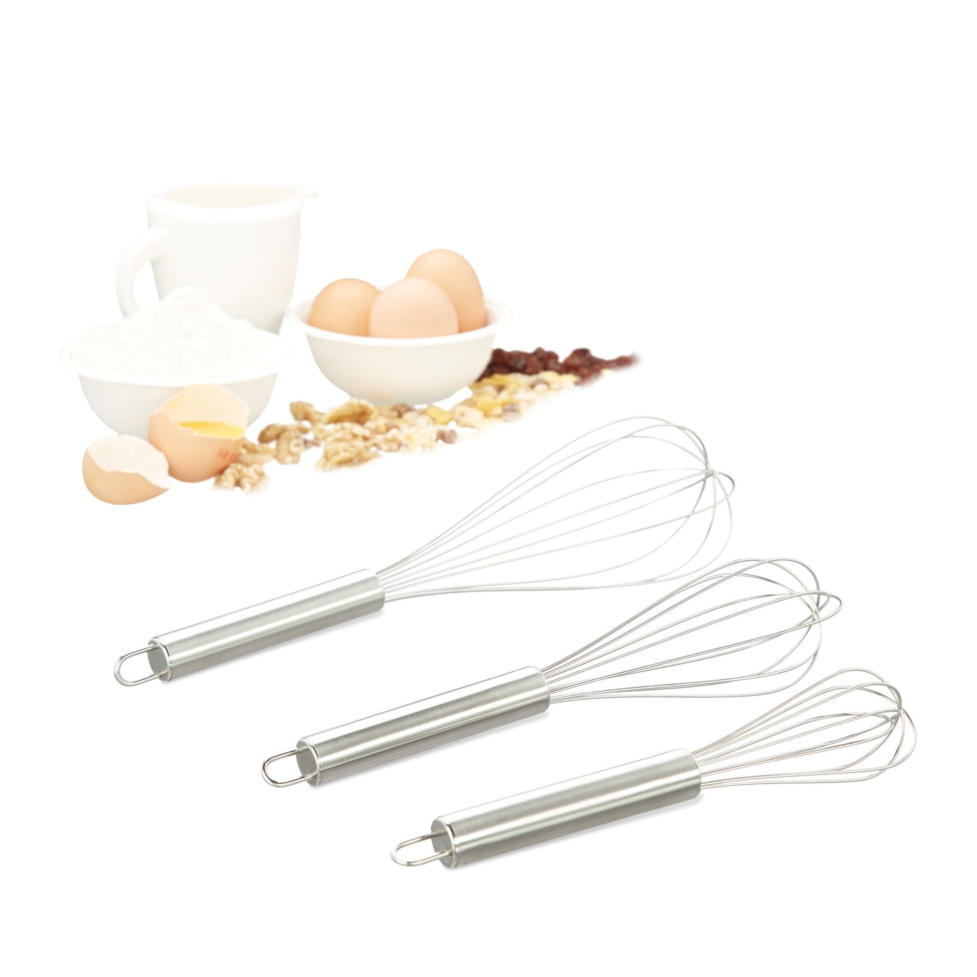 Schneebesen Set Edelstahl Silber von Relaxdays