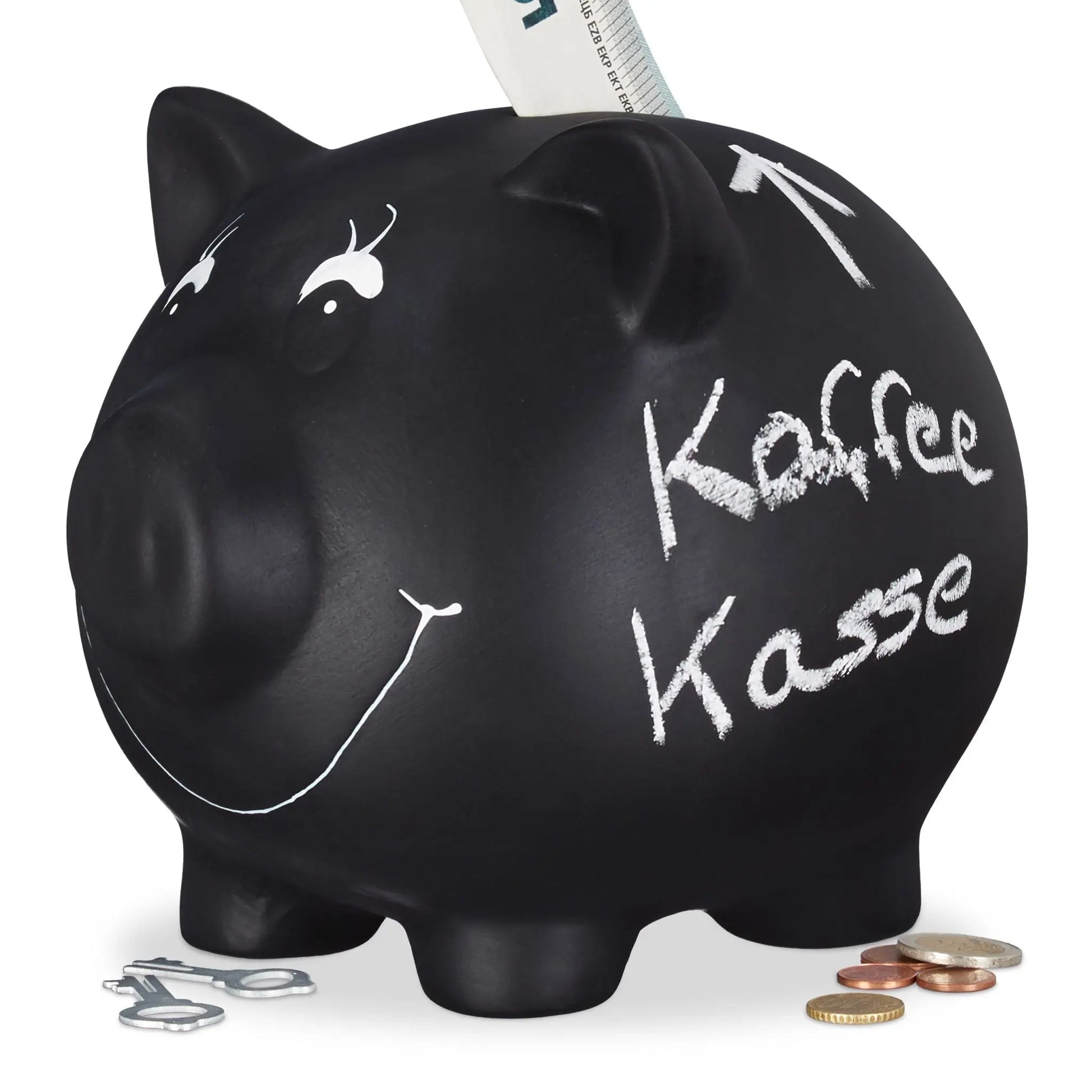 Sparschwein zum Beschriften Schwarz von Relaxdays