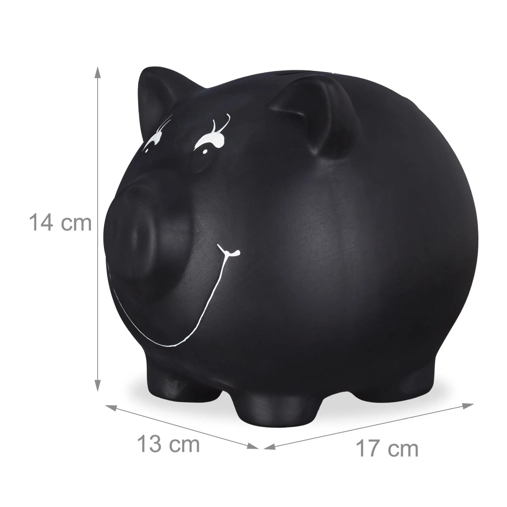 Sparschwein zum Beschriften Schwarz von Relaxdays