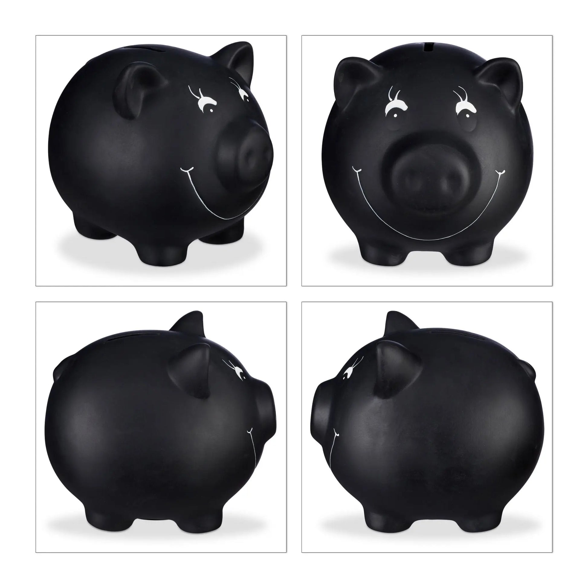 Sparschwein zum Beschriften Schwarz von Relaxdays