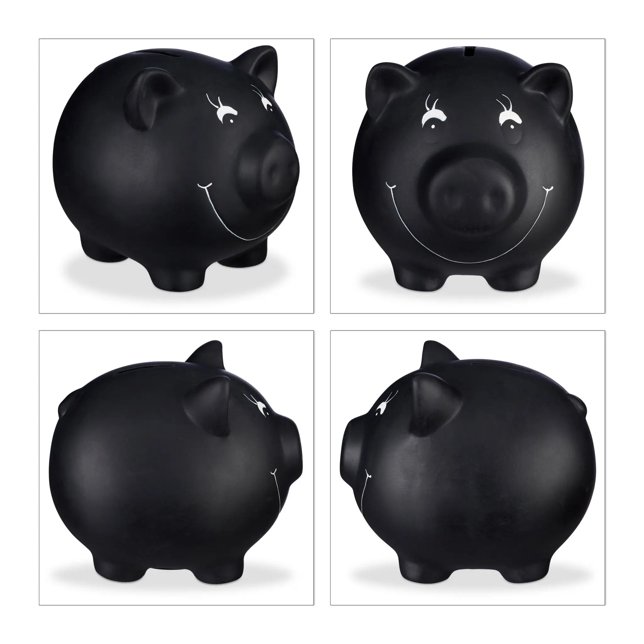 Sparschwein zum Beschriften Schwarz von Relaxdays