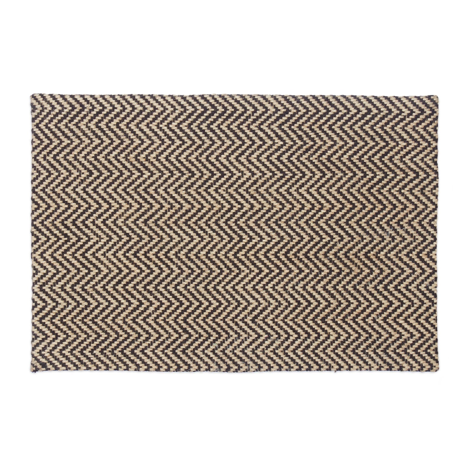 Fussmatte Jute Zickzack Beige-Schwarz von Relaxdays