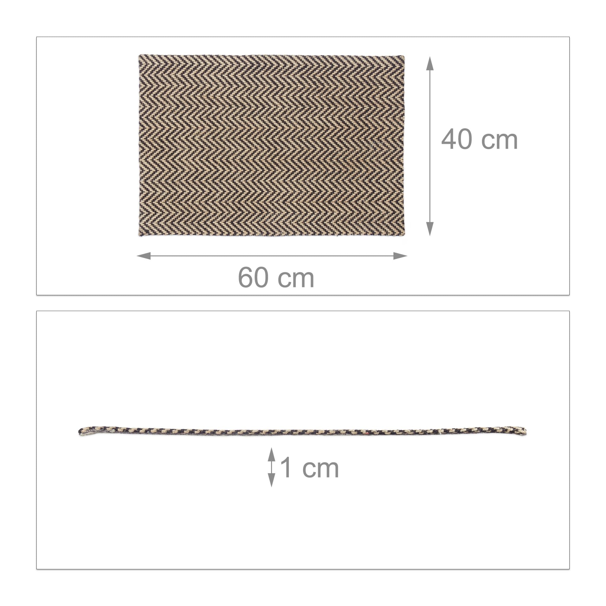 Fussmatte Jute Zickzack Beige-Schwarz von Relaxdays