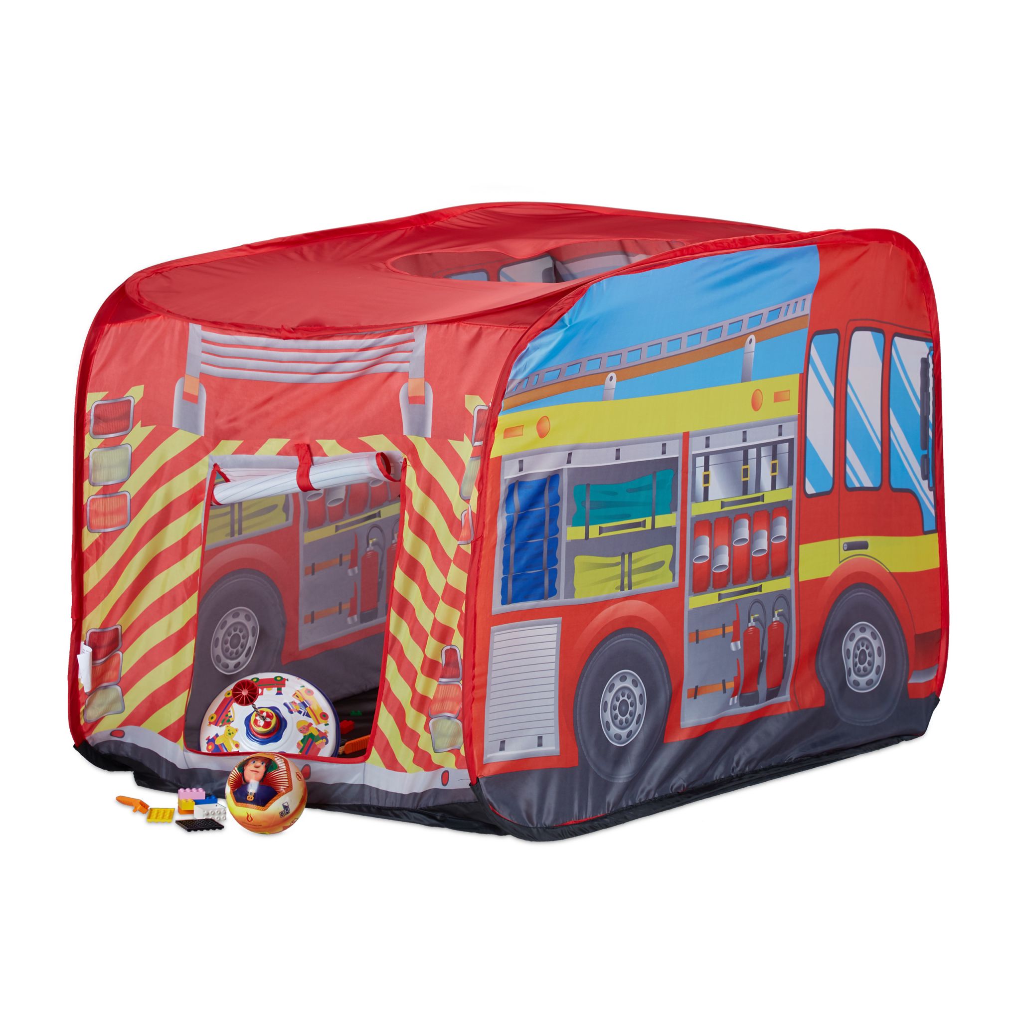 Spielzelt Feuerwehr für Kinder Gelb-Hellblau-Rot