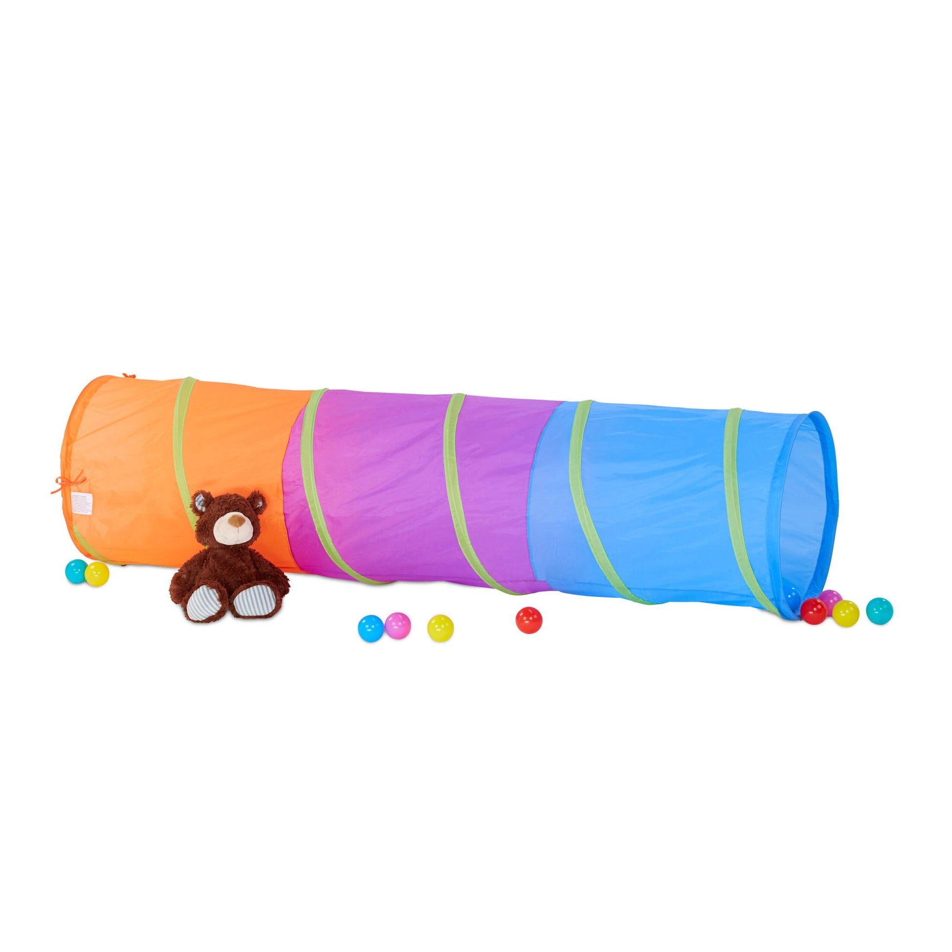 Farbenfroher Spieltunnel für Kinder Blau-Lila-Orange von guteszeug.ch