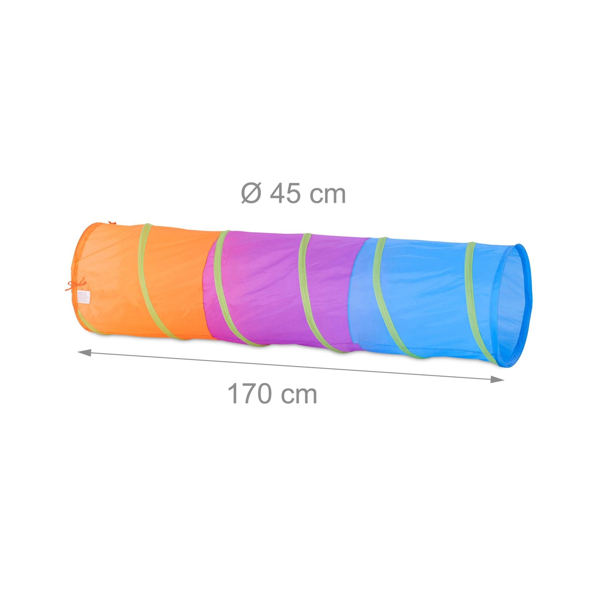 Farbenfroher Spieltunnel für Kinder Blau-Lila-Orange von guteszeug.ch
