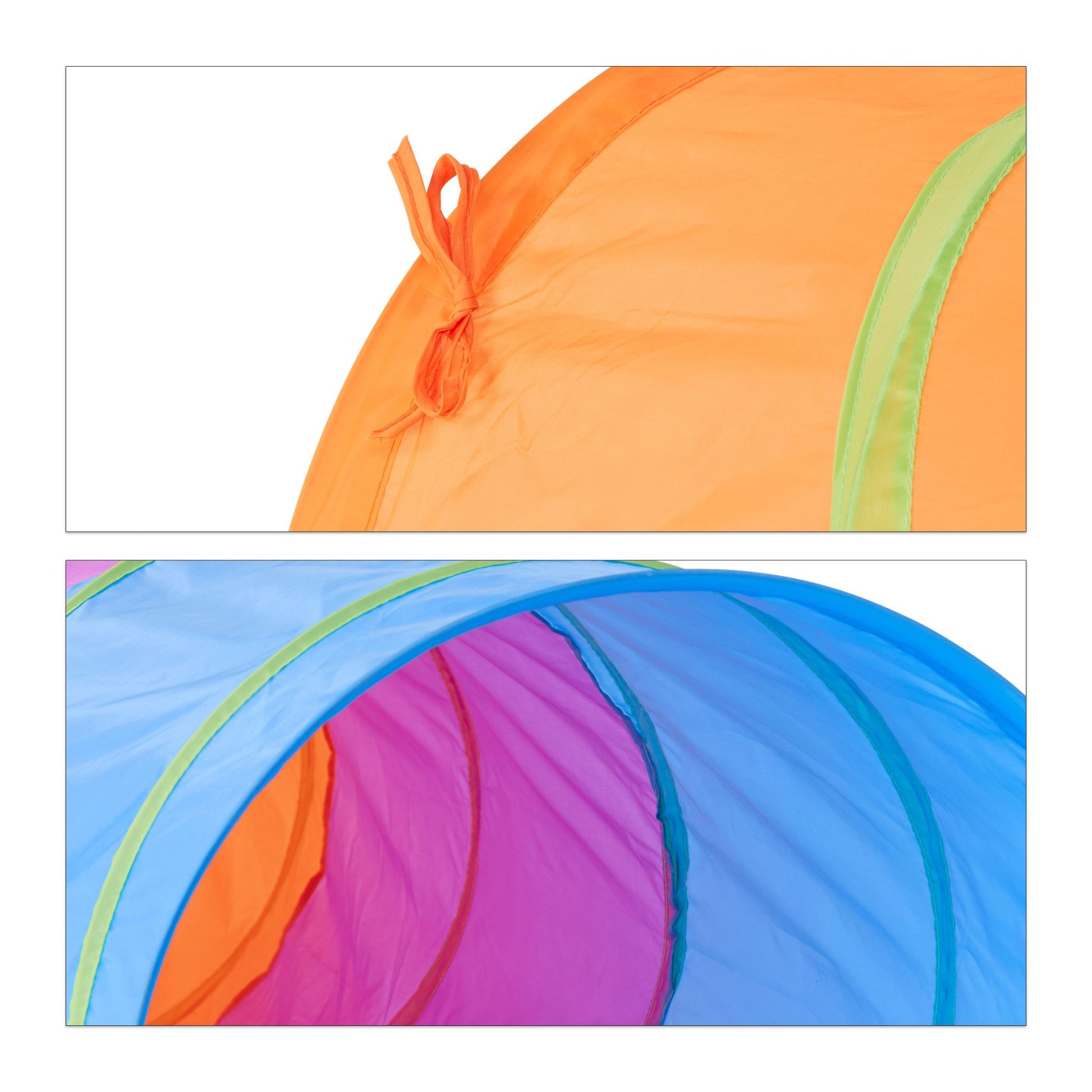Farbenfroher Spieltunnel für Kinder Blau-Lila-Orange von guteszeug.ch