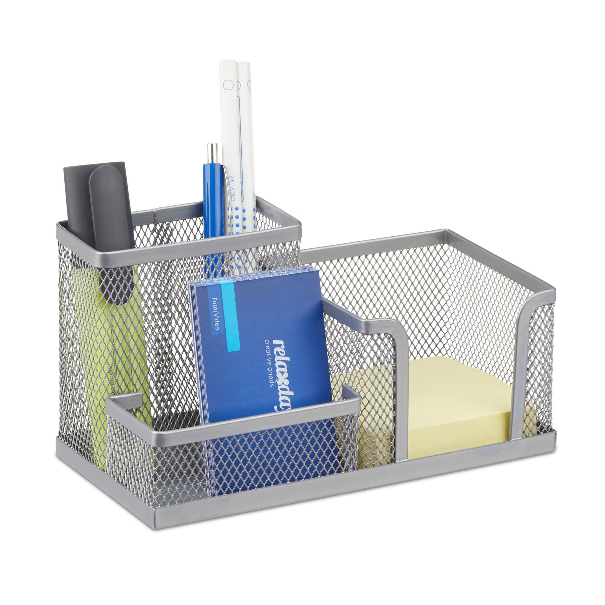 Stiftehalter mit Zettelhalter Silber von Relaxdays