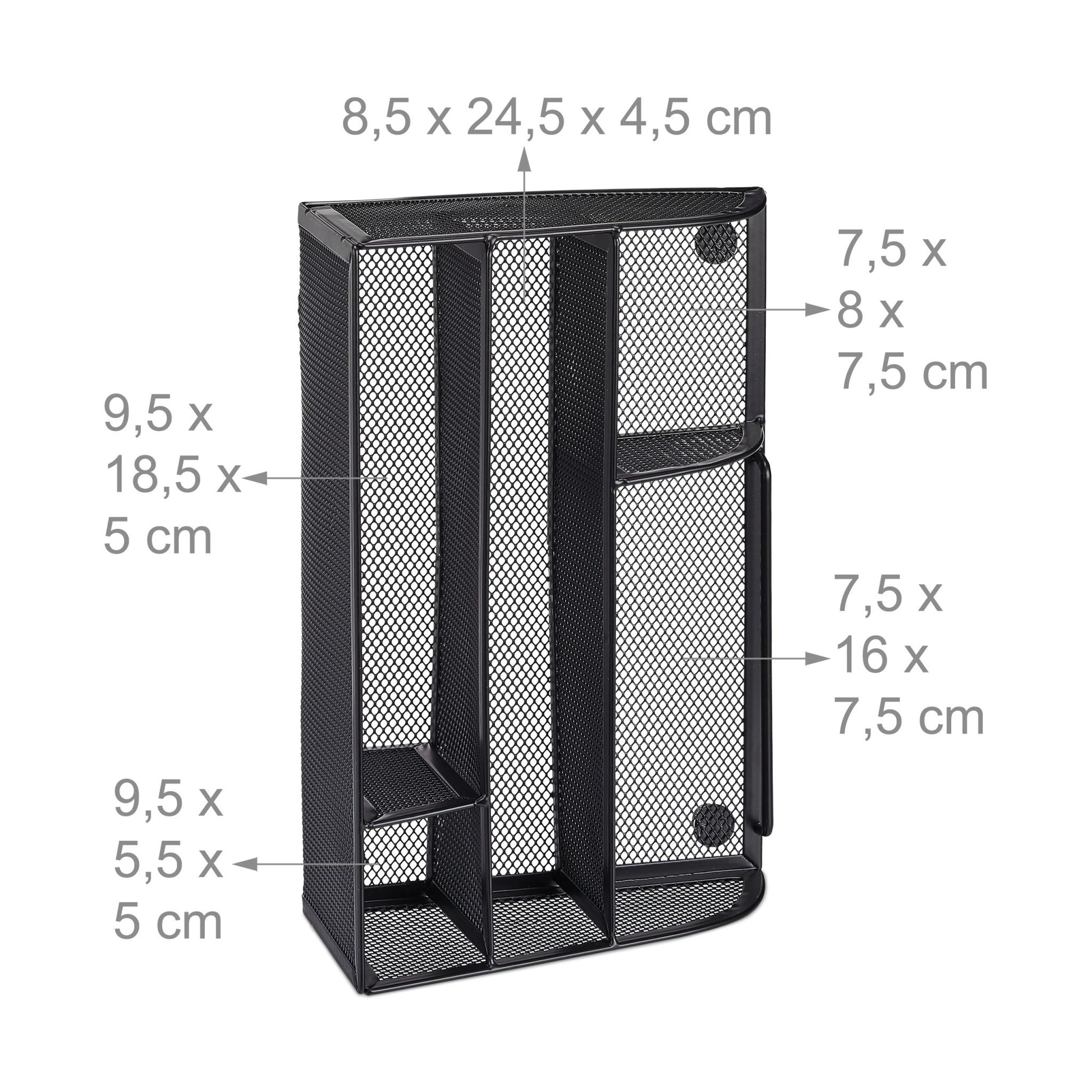 Schreibtischorganizer 5 Ablagen Metall Schwarz von Relaxdays