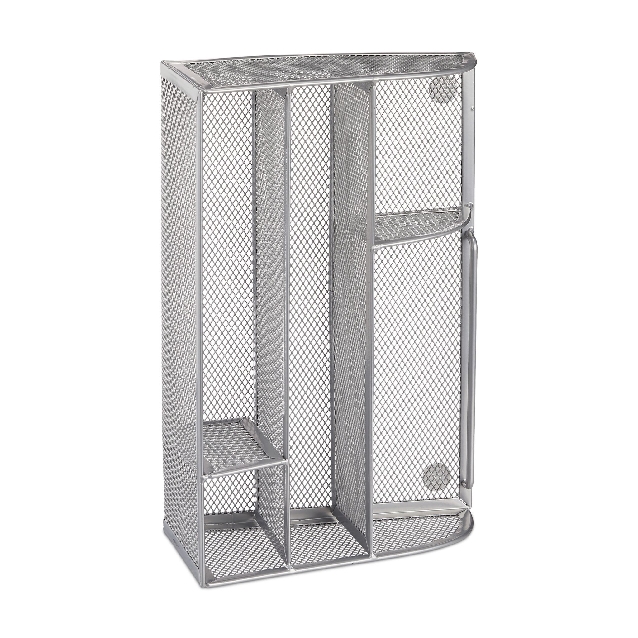 Schreibtischorganizer 5 Ablagen Metall Silber von Relaxdays